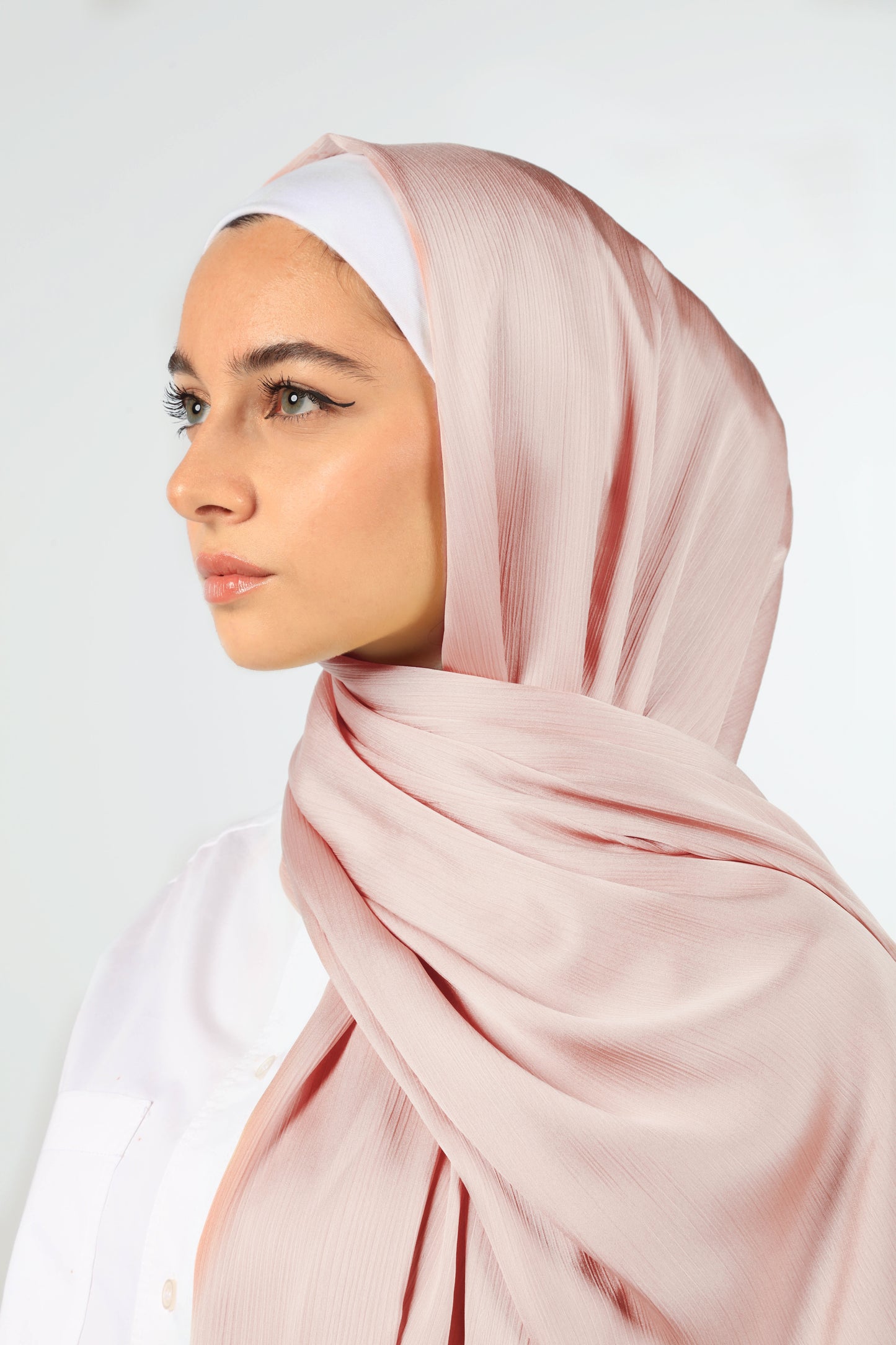 PREMIUM CRINKLED SILK SATIN HIJAB - MUSHROOM