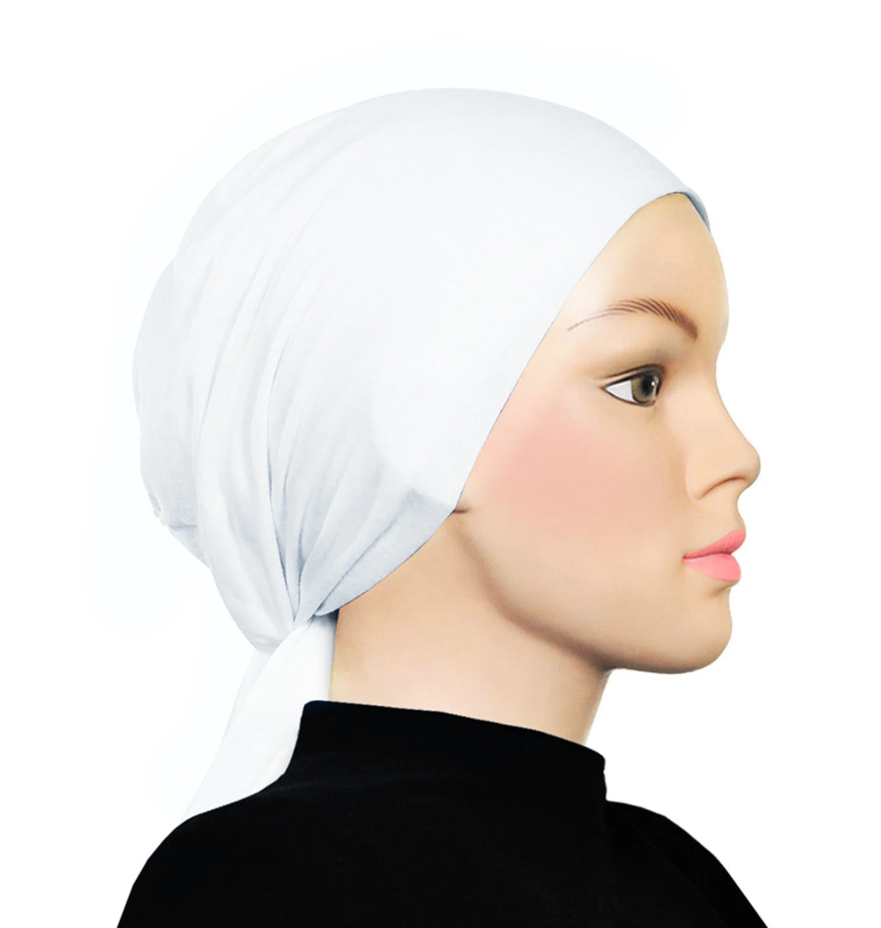 PURE COTTON TIE-BACK UNDERCAP - PURE WHITE