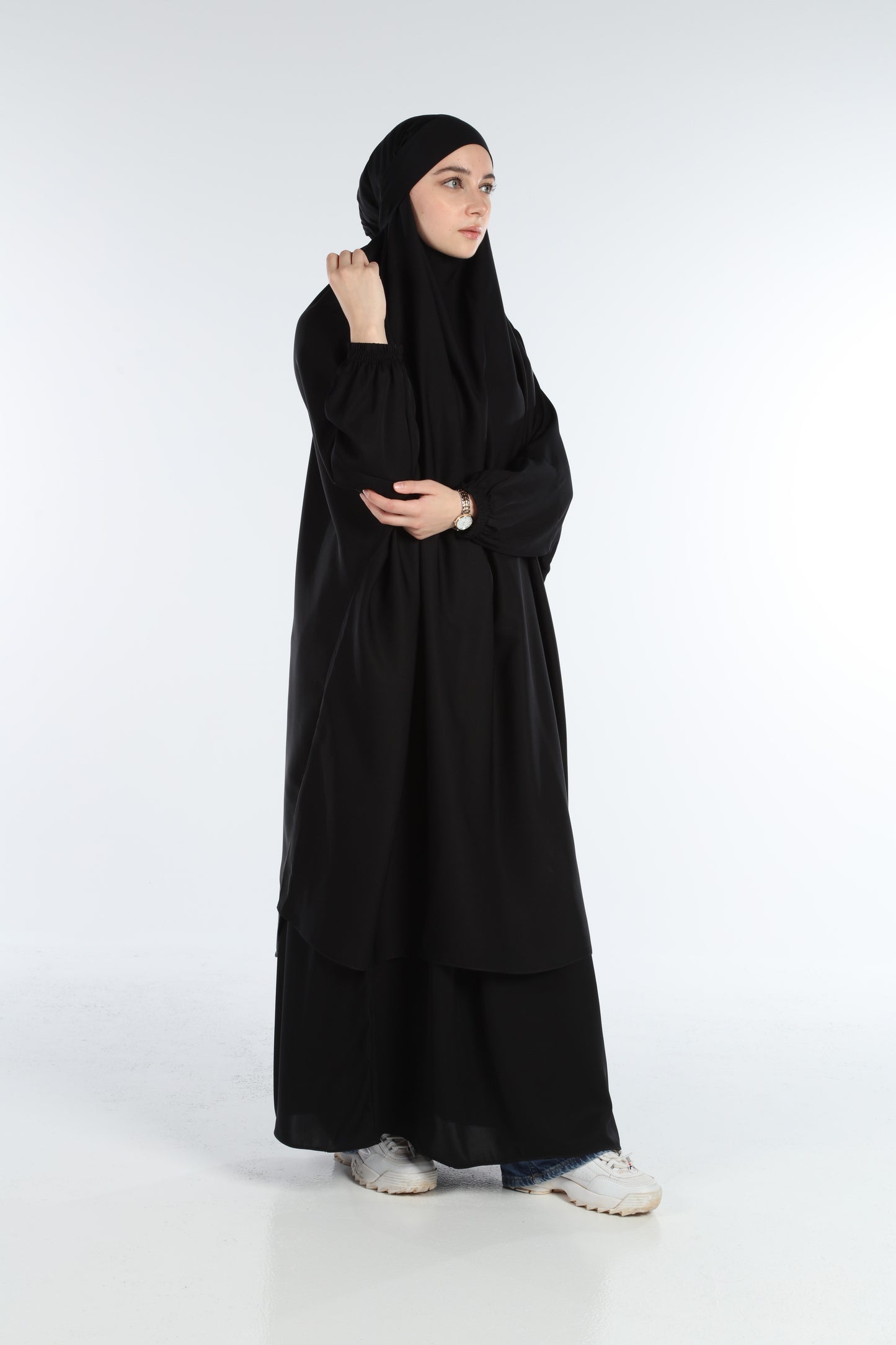2 PC JILBAB/ PRAYER SET + FREE NIQAB - BLACK