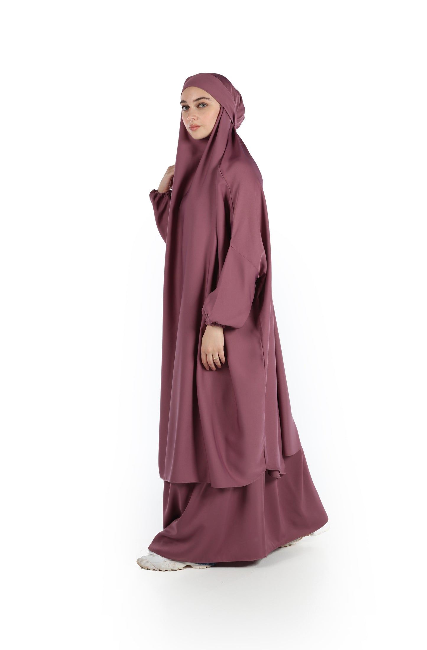 2 PC JILBAB/ PRAYER SET + FREE NIQAB - DARK MAUVE