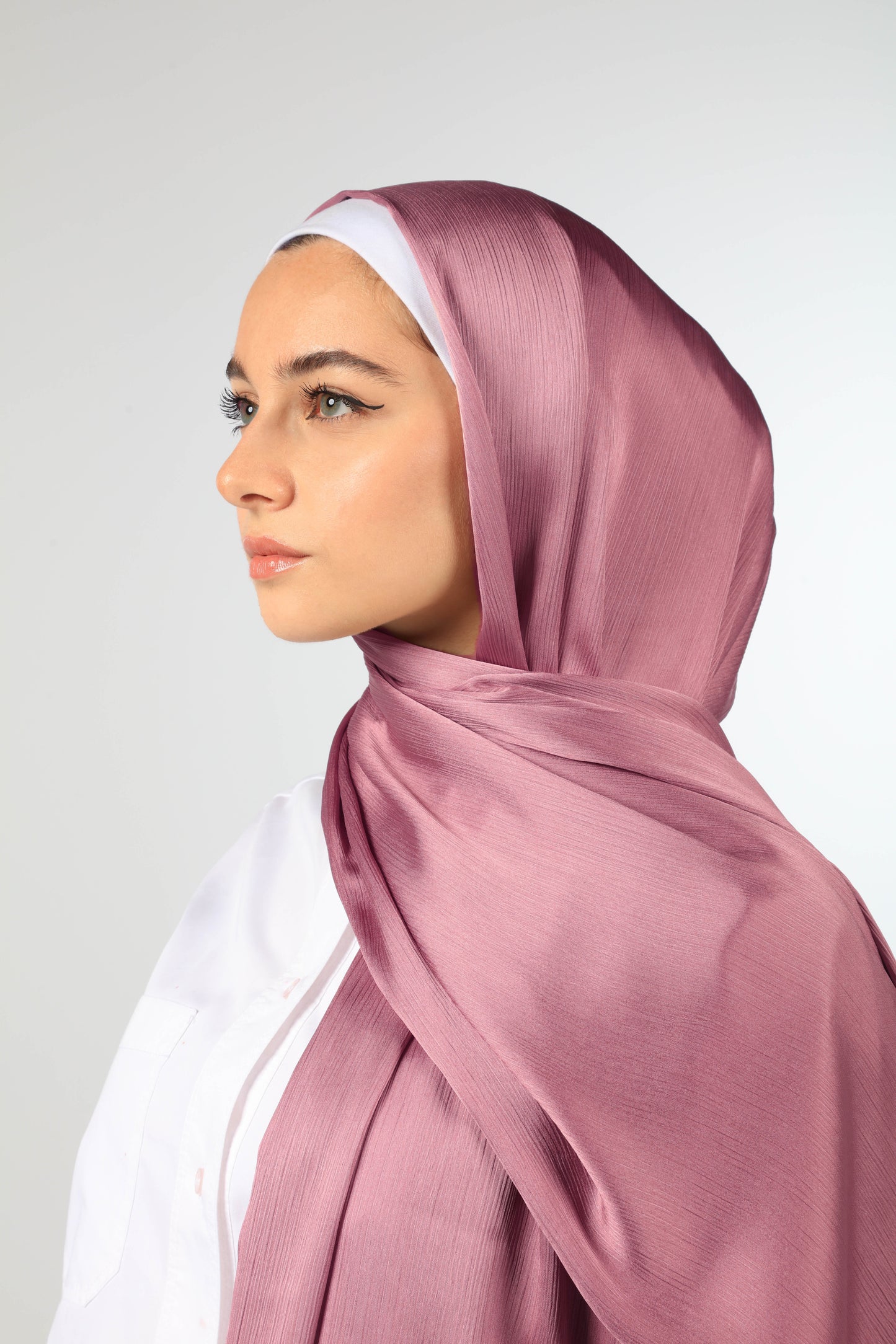 PREMIUM CRINKLED SILK SATIN HIJAB - BUBBLE GUM