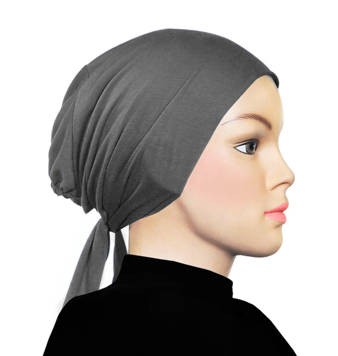 PURE COTTON TIE-BACK UNDERCAP - DARK GREY