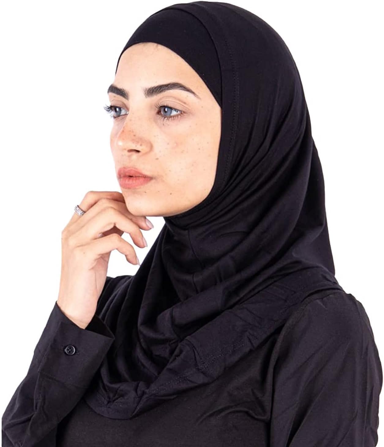 2 PC EASY WEAR CAP + HIJAB SET - BLACK