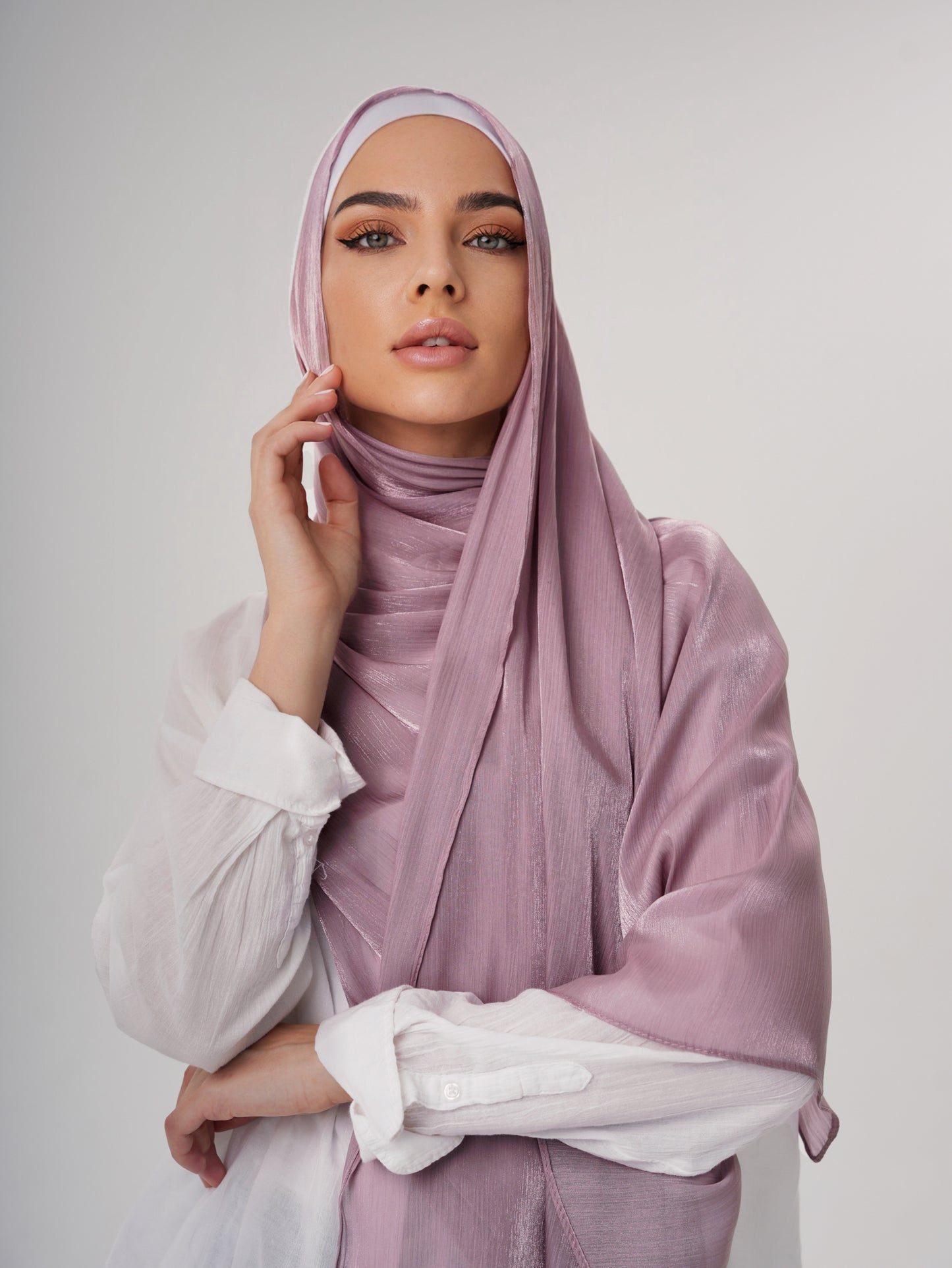 LUXURY ORGANZA SHIMMER HIJAB - NUDE MAUVE