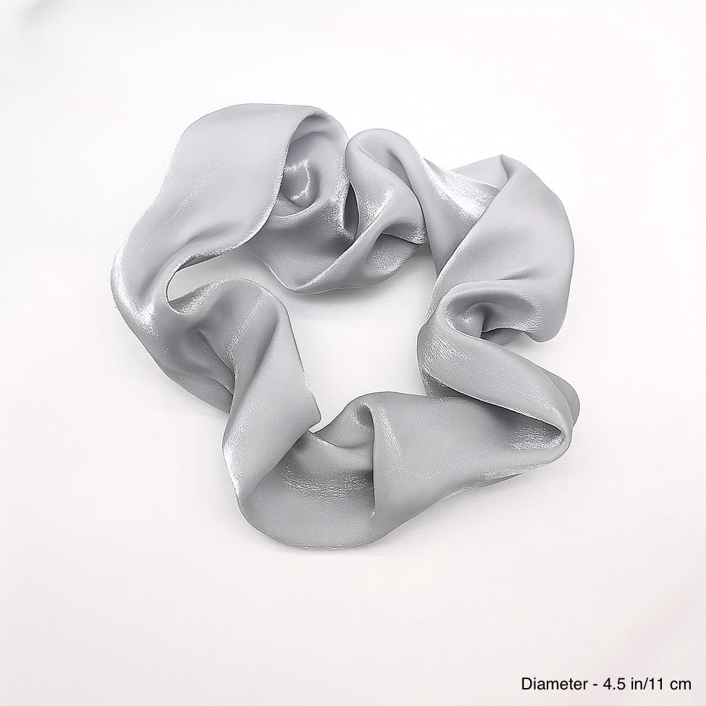 SHIMMER ORGANZA SCRUNCHIE - LIGHT GREY