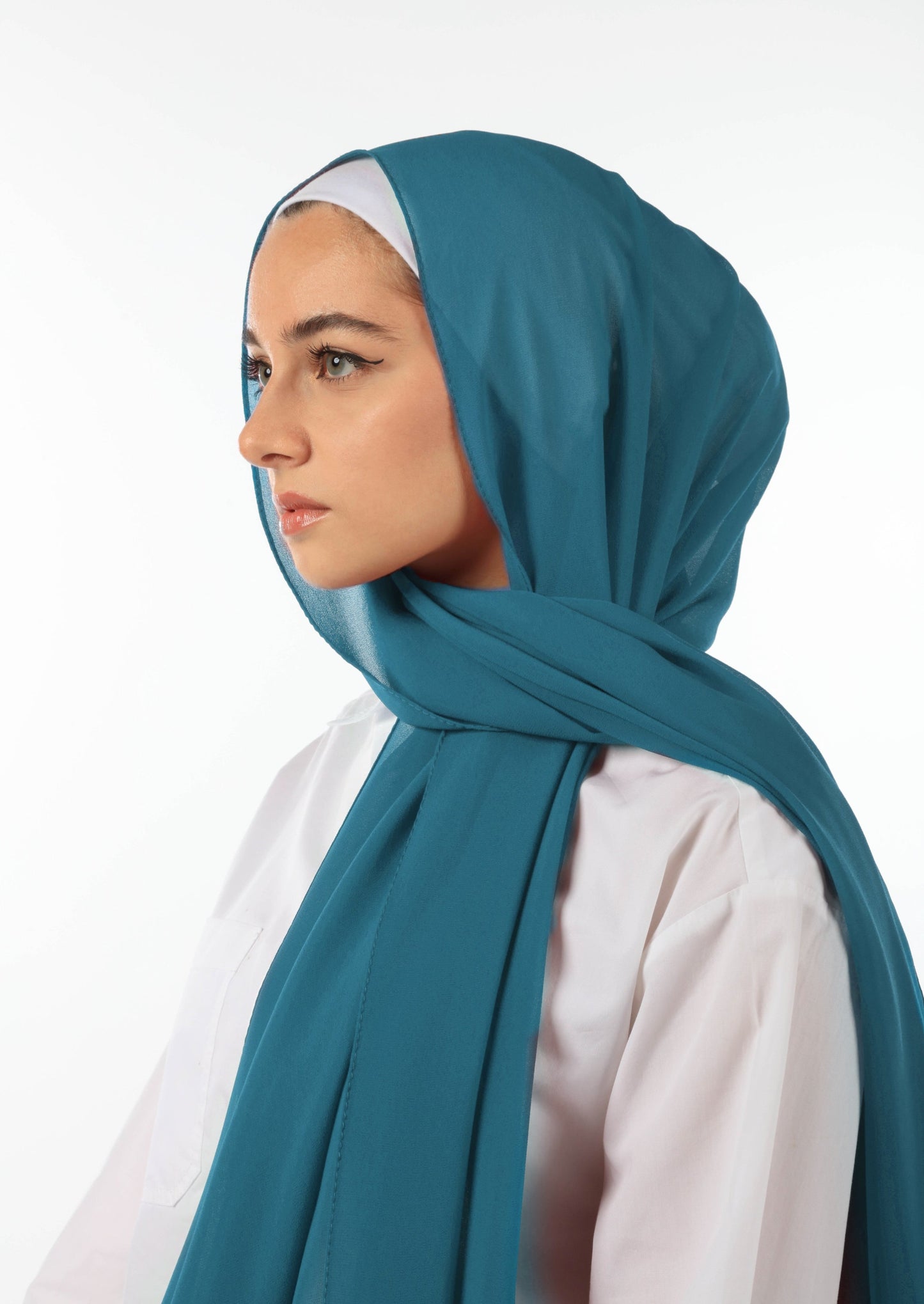 PREMIUM CHIFFON HIJAB - PEACOCK BLUE