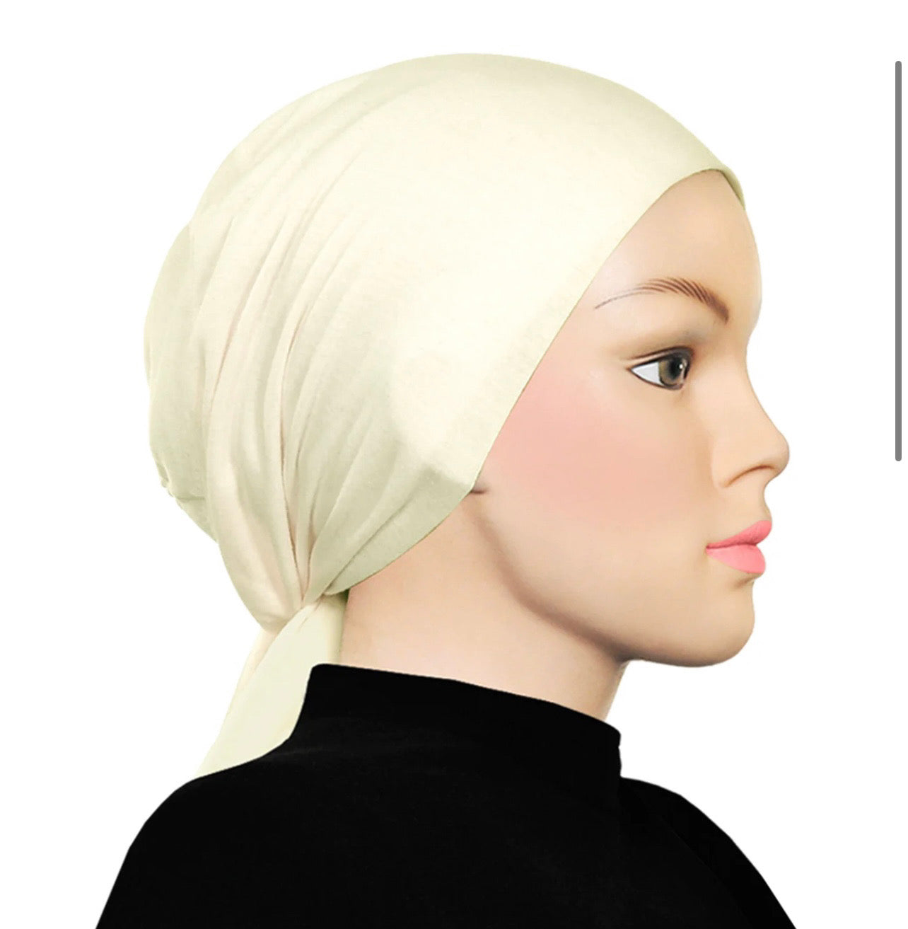 PURE COTTON TIE-BACK UNDERCAP - CREAM