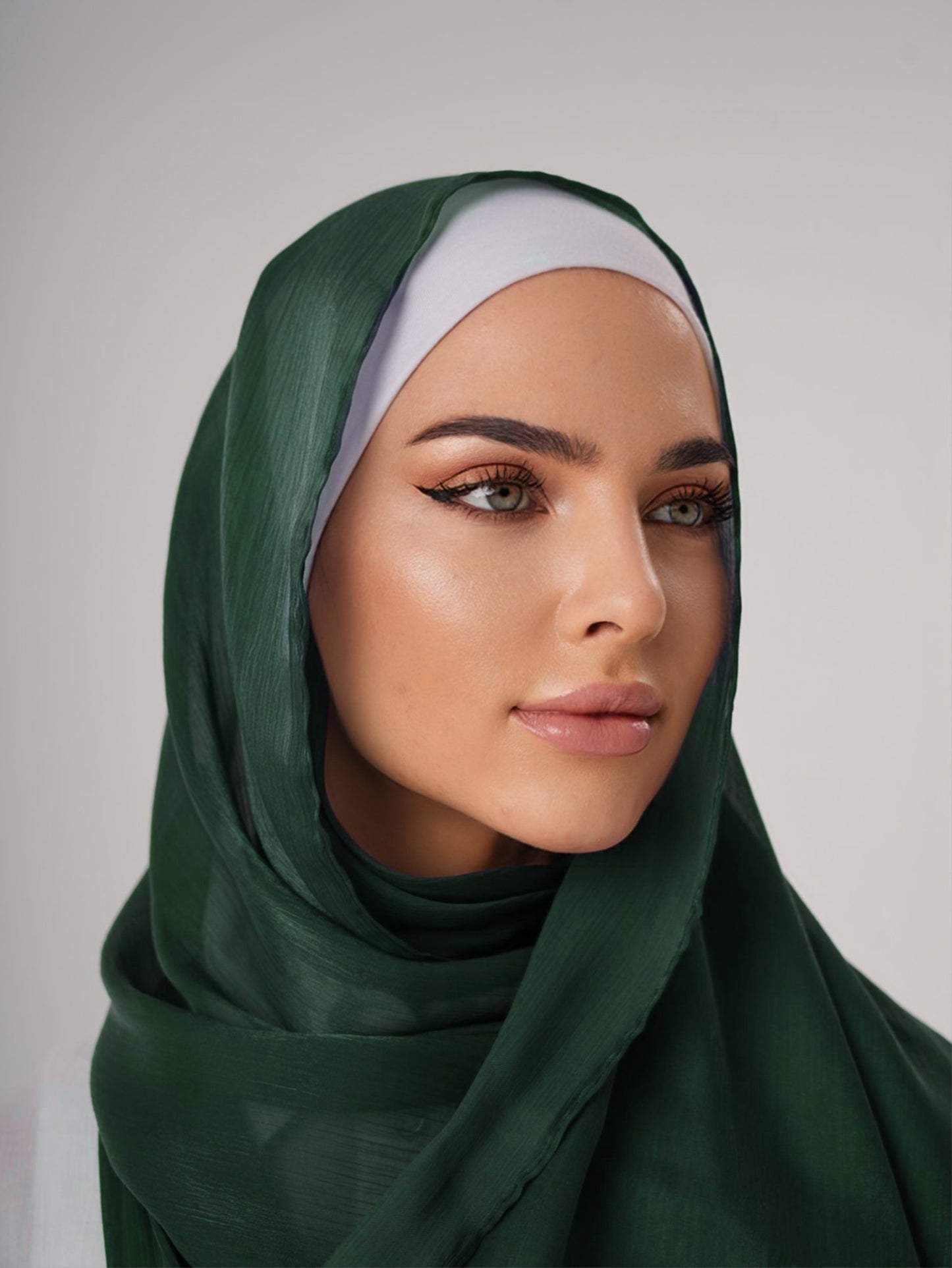 LUXURY ORGANZA SHIMMER HIJAB - BOTTLE GREEN