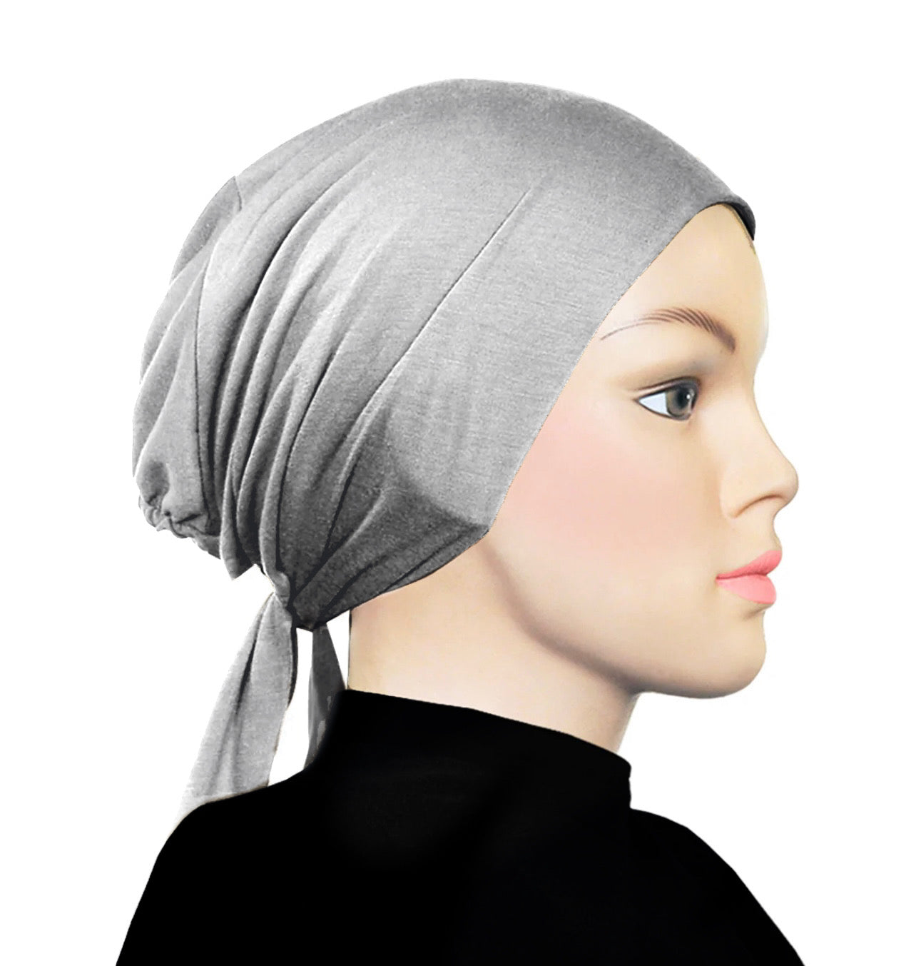 PURE COTTON TIE-BACK UNDERCAP - LIGHT GREY