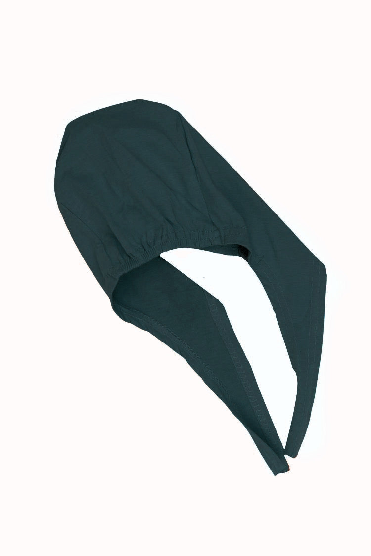 PURE COTTON TIE-BACK UNDERCAP - BOTTLE GREEN