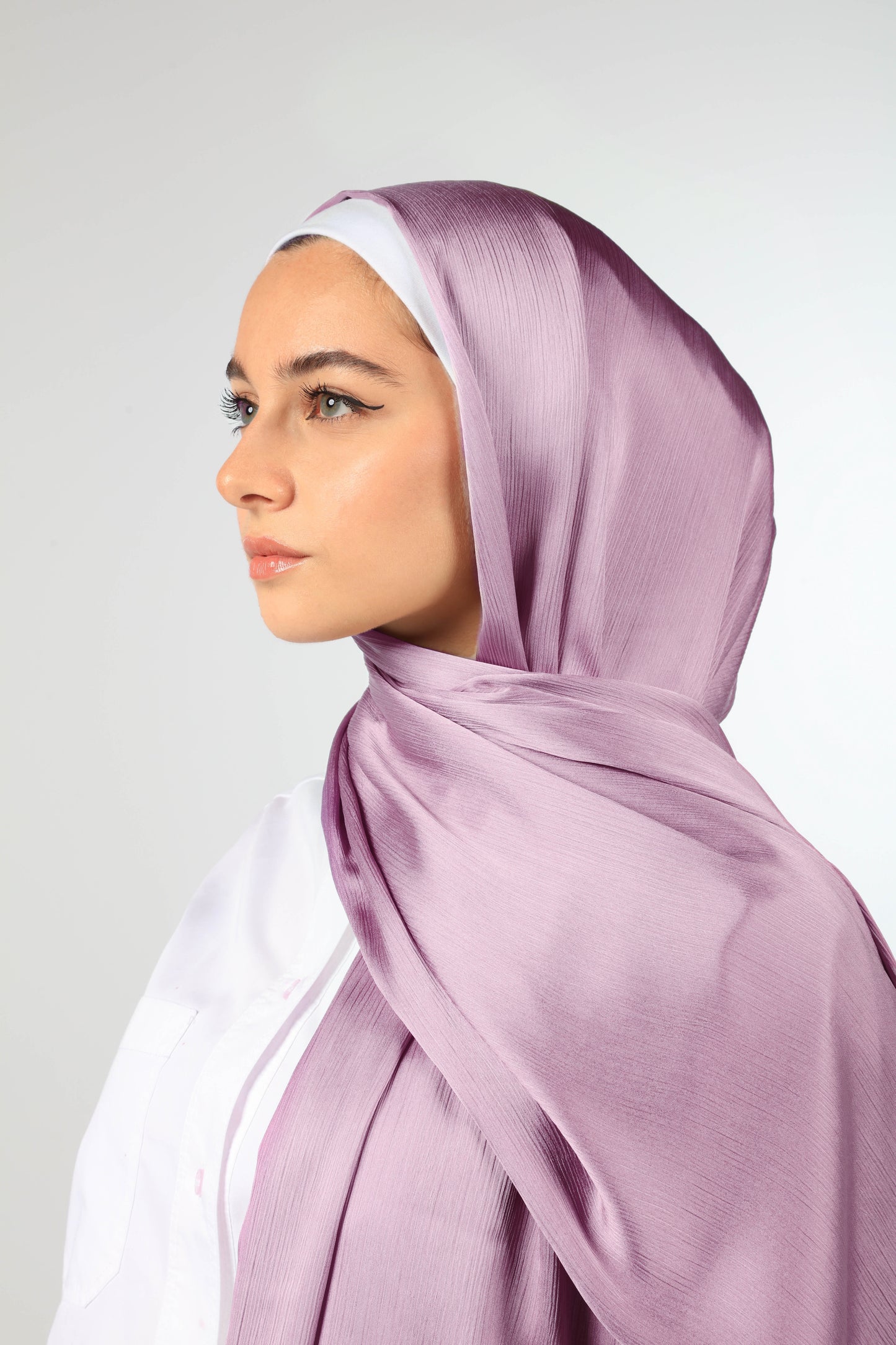 PREMIUM CRINKLED SILK SATIN HIJAB - LILAC