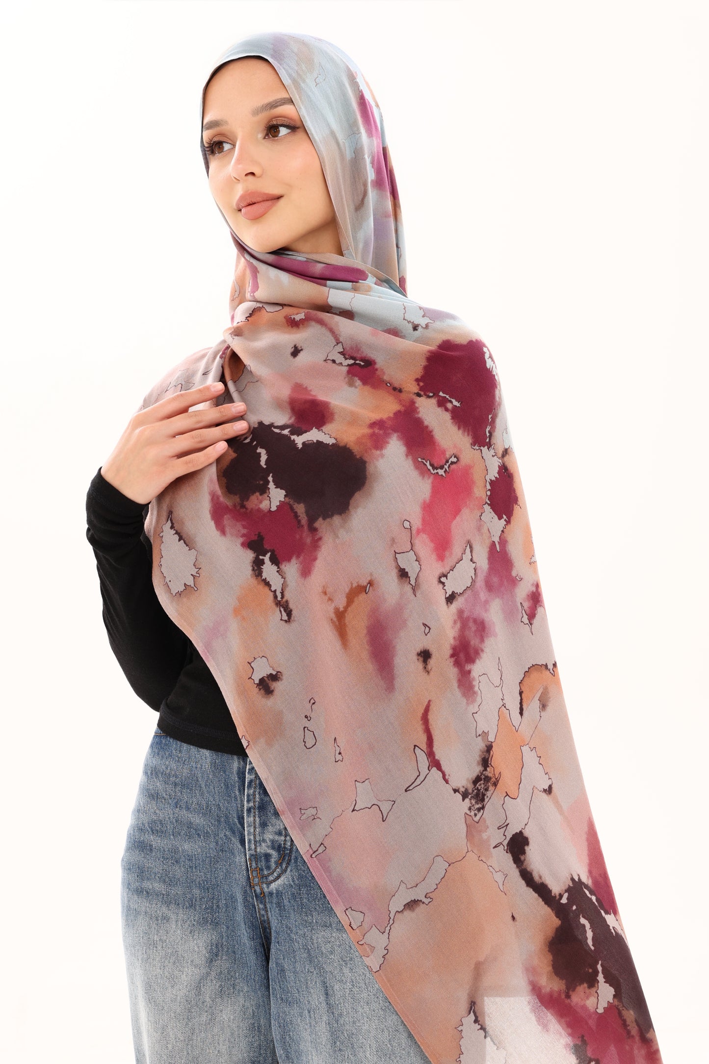 PRINTED MODAL HIJAB - WATERCOLOR FLORAL