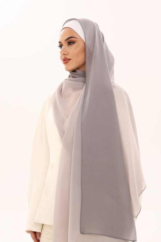 DOUBLE SHADE CHIFFON HIJAB - STORM CLOUD