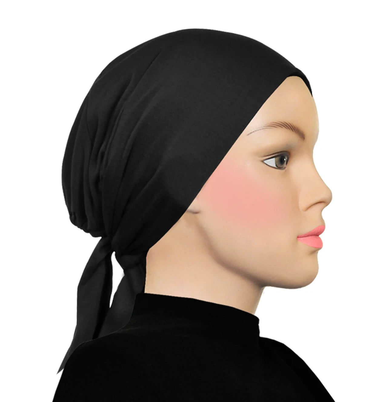 PURE COTTON TIE-BACK UNDERCAP - BLACK