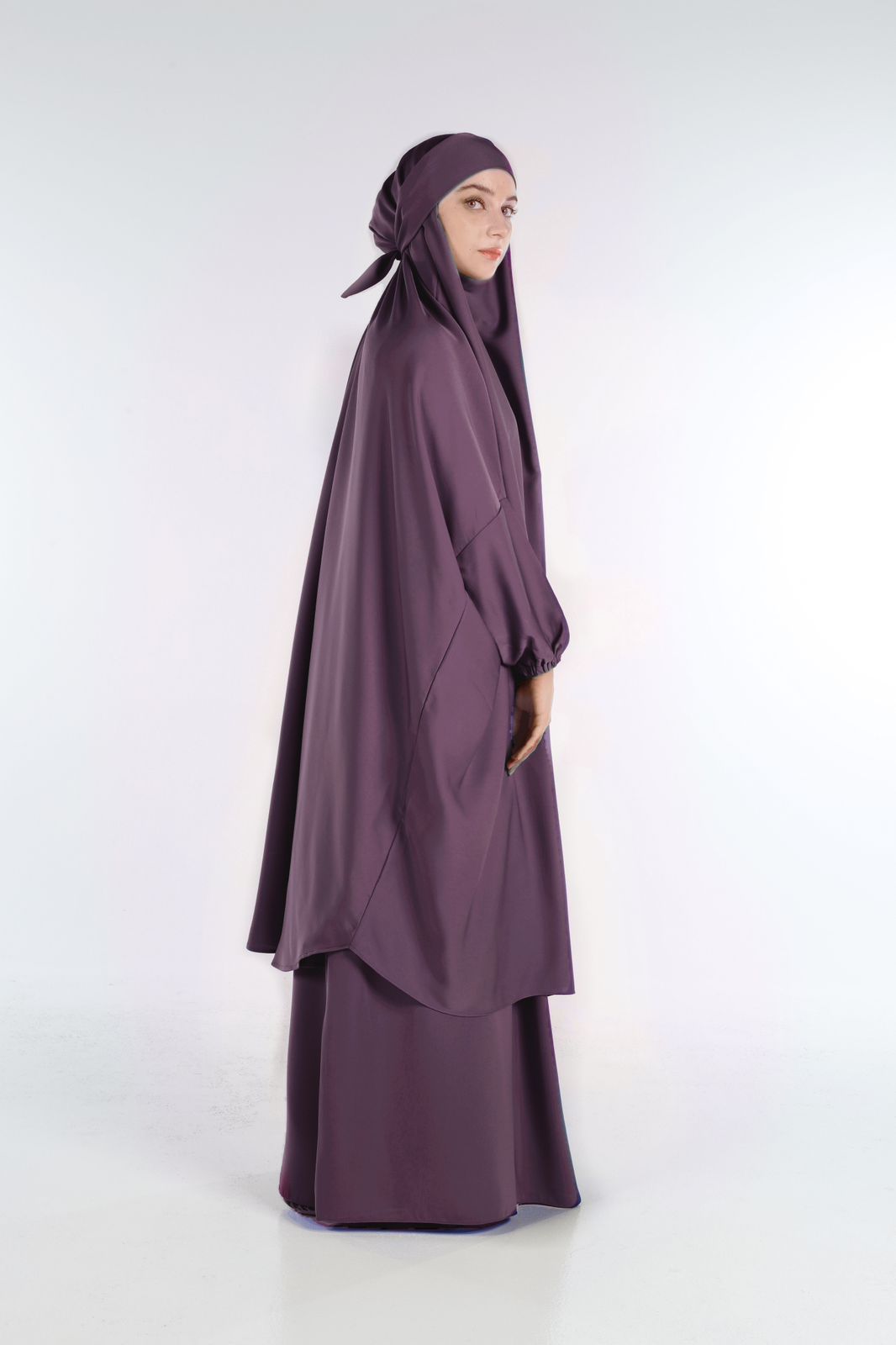 2 PC JILBAB/ PRAYER SET + FREE NIQAB - GRAPE