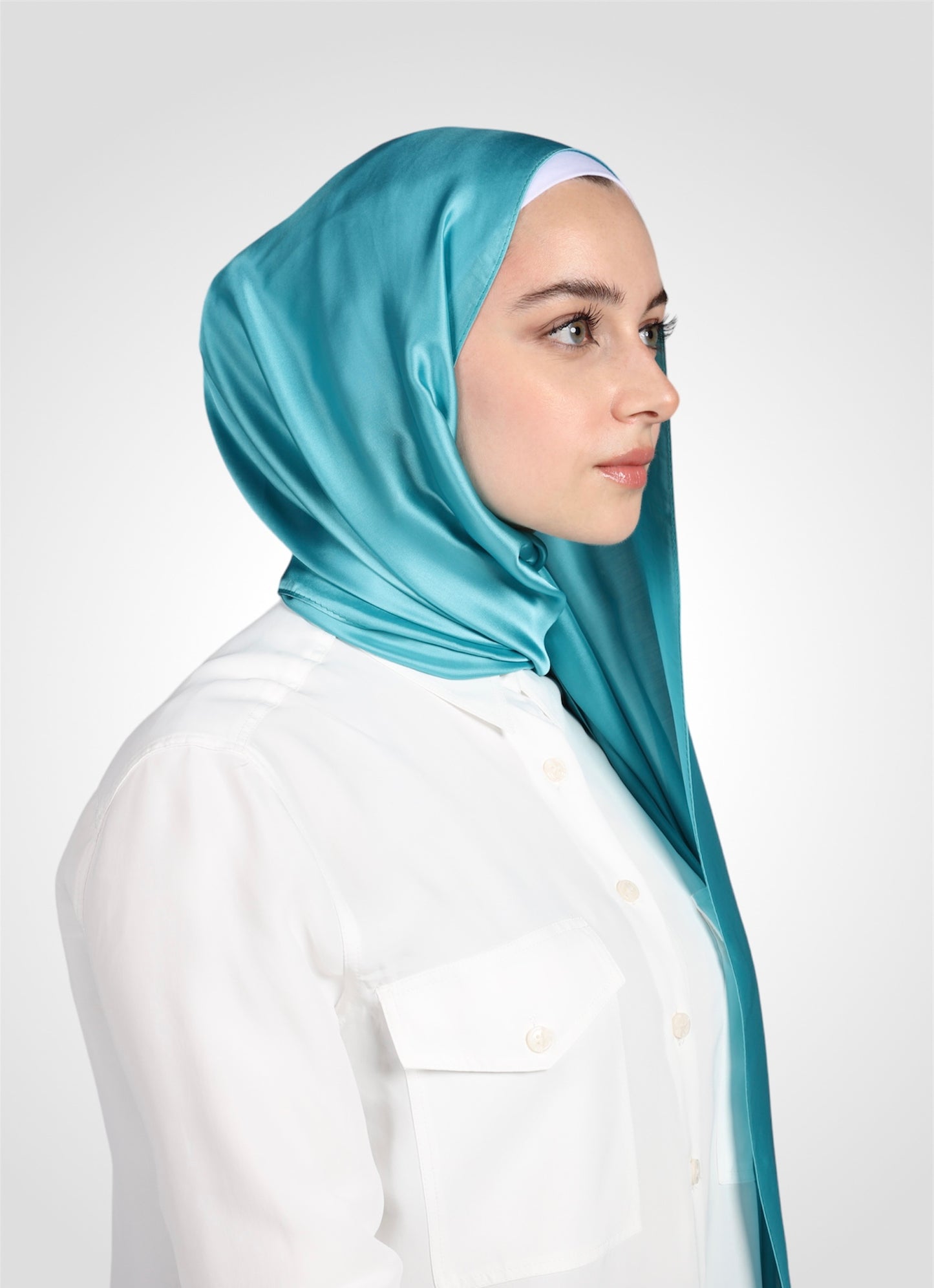 PREMIUM SATIN HIJAB - CYAN