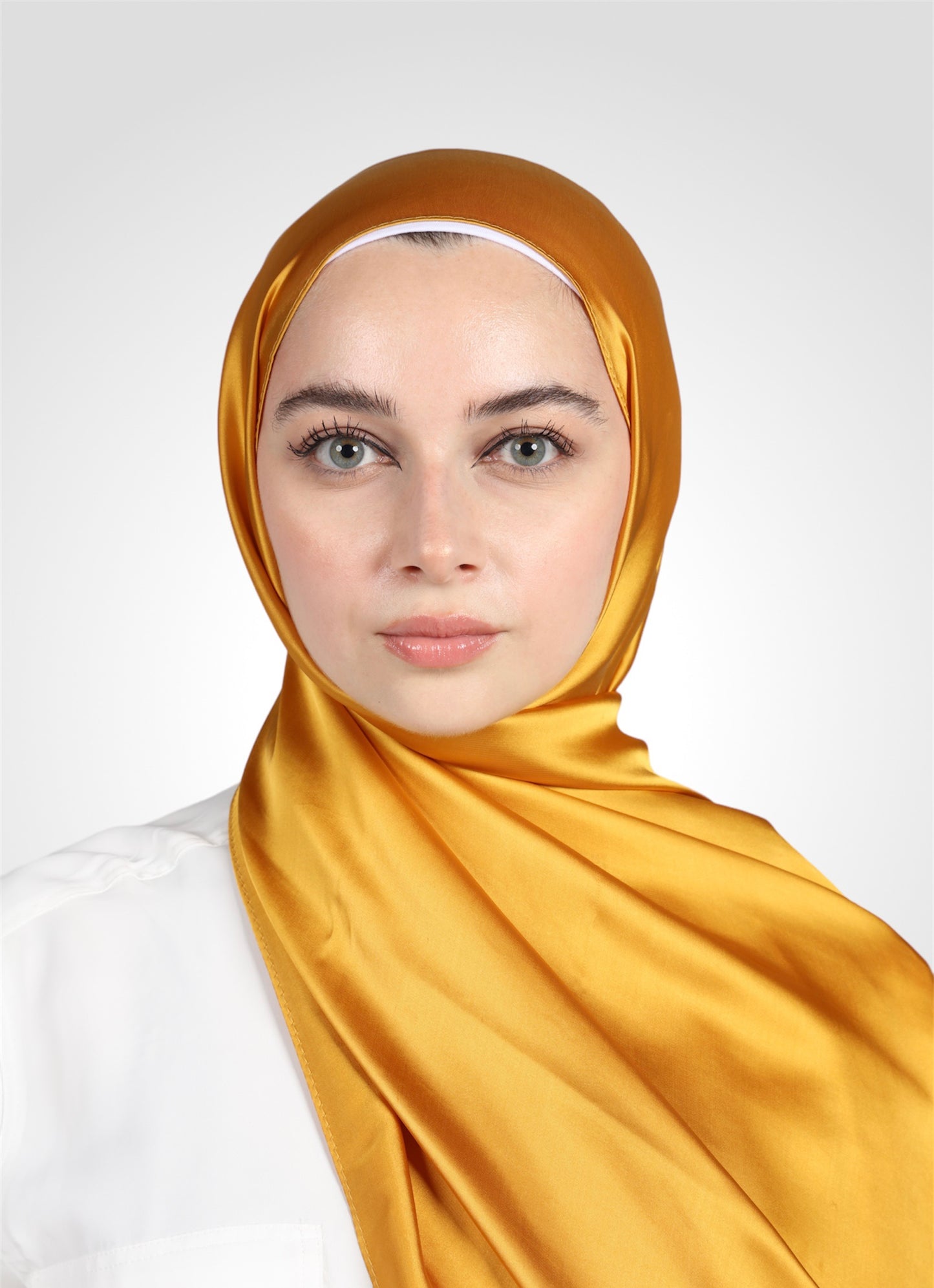 PREMIUM SATIN HIJAB - GOLDEN YELLOW