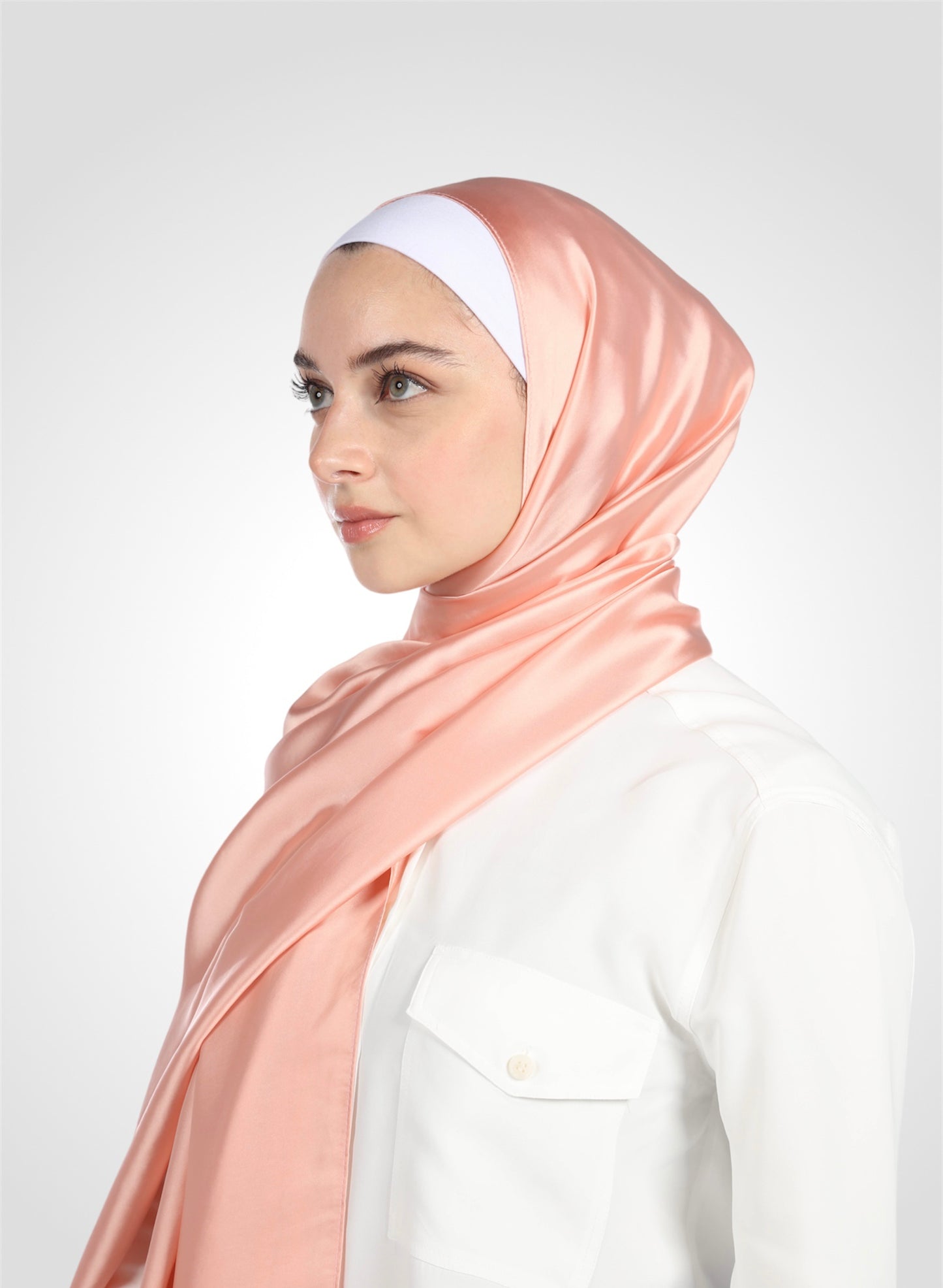 PREMIUM SATIN HIJAB - CREAMY PEACH