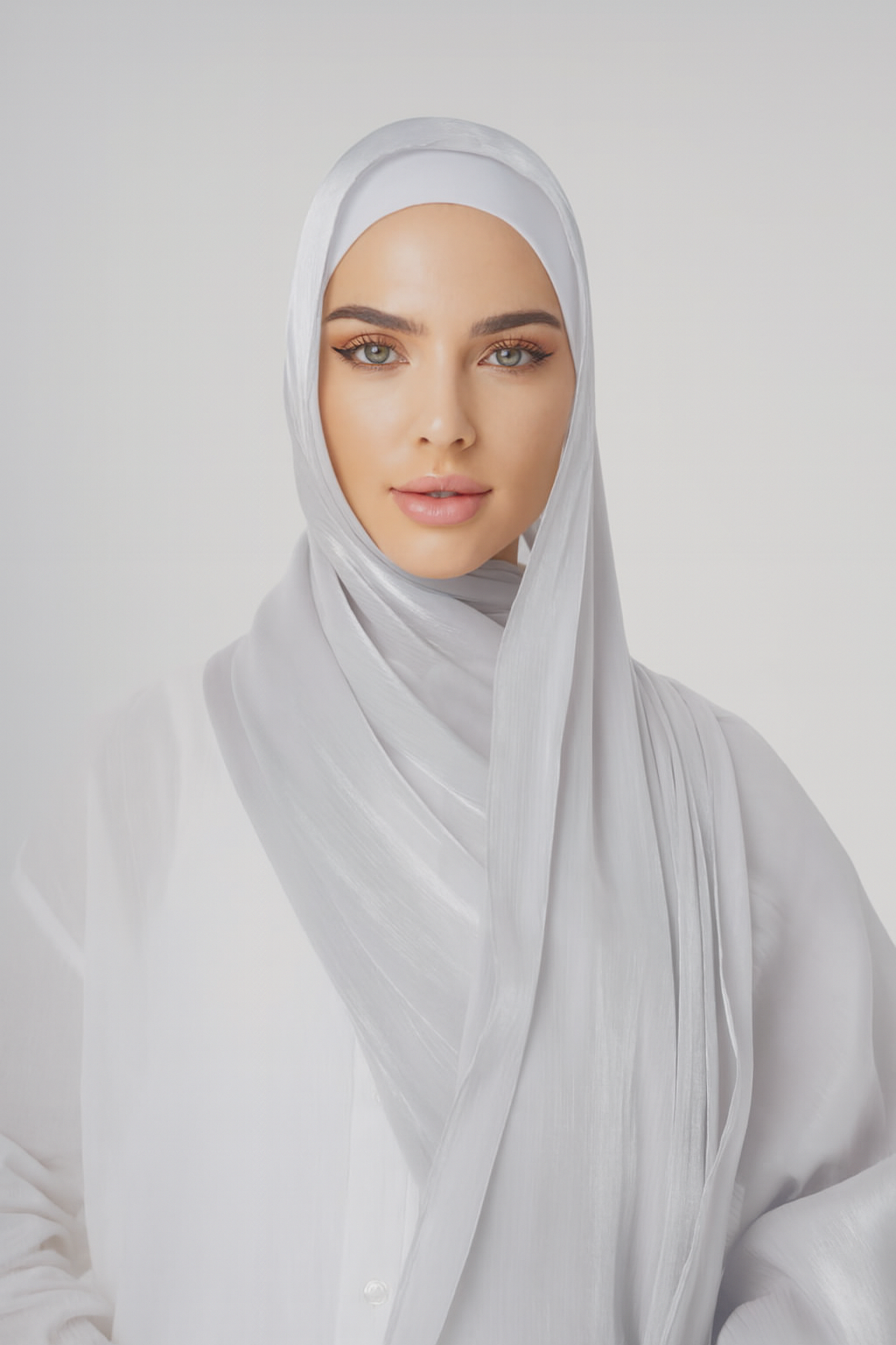 LUXURY ORGANZA SHIMMER HIJAB - LIGHT GREY