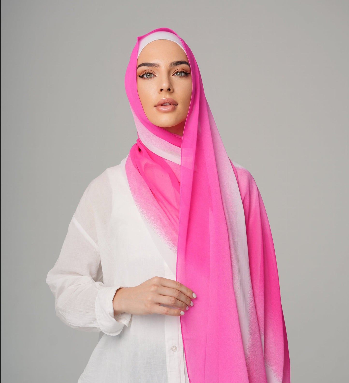 DOUBLE SHADE CHIFFON HIJAB - BARBIE GIRL