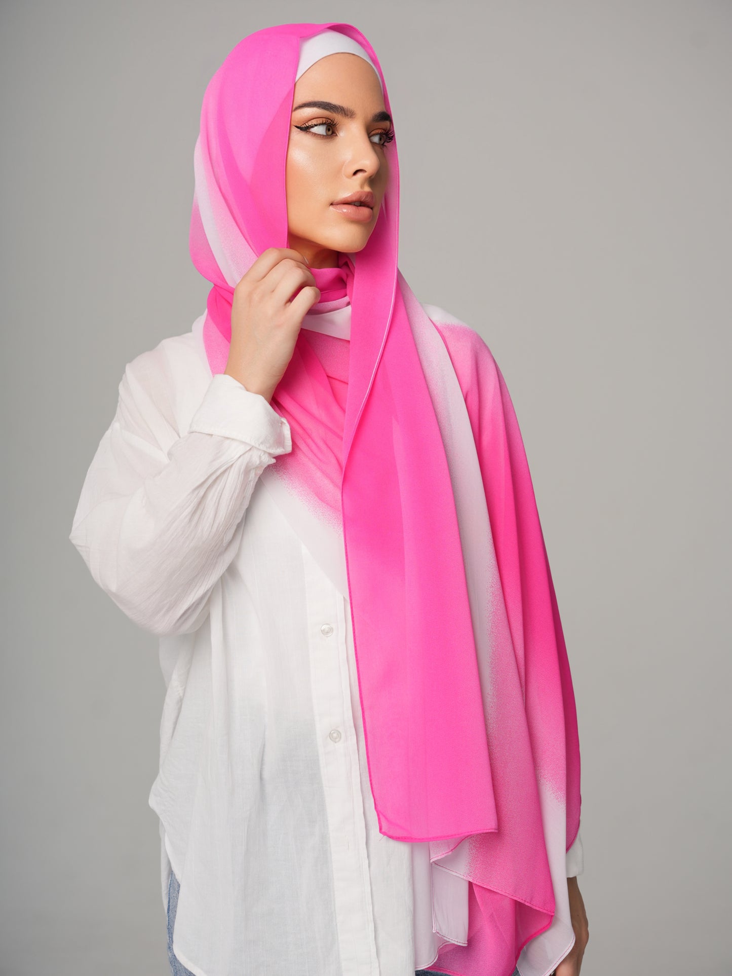 DOUBLE SHADE CHIFFON HIJAB - BARBIE GIRL