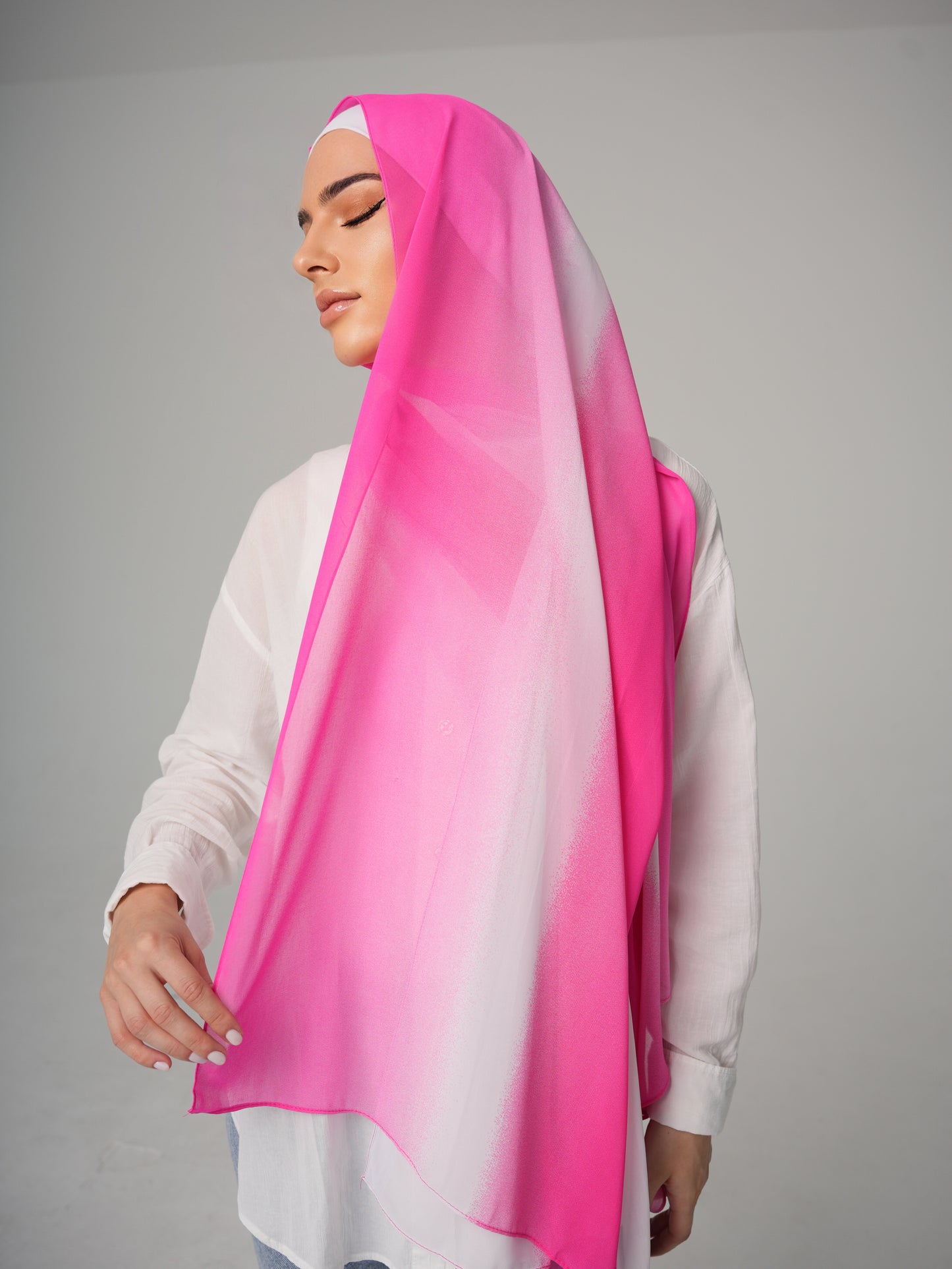 DOUBLE SHADE CHIFFON HIJAB - BARBIE GIRL