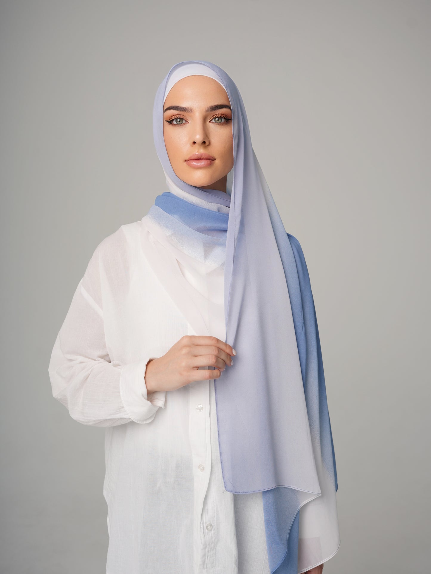 DOUBLE SHADE CHIFFON HIJAB - BABY BLUE