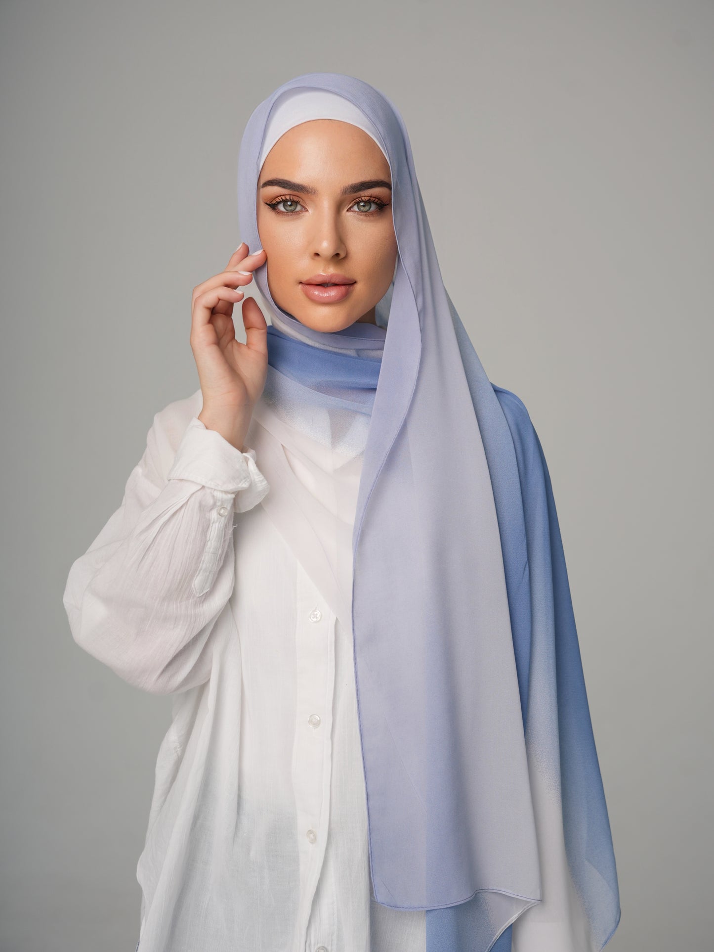 DOUBLE SHADE CHIFFON HIJAB - BABY BLUE