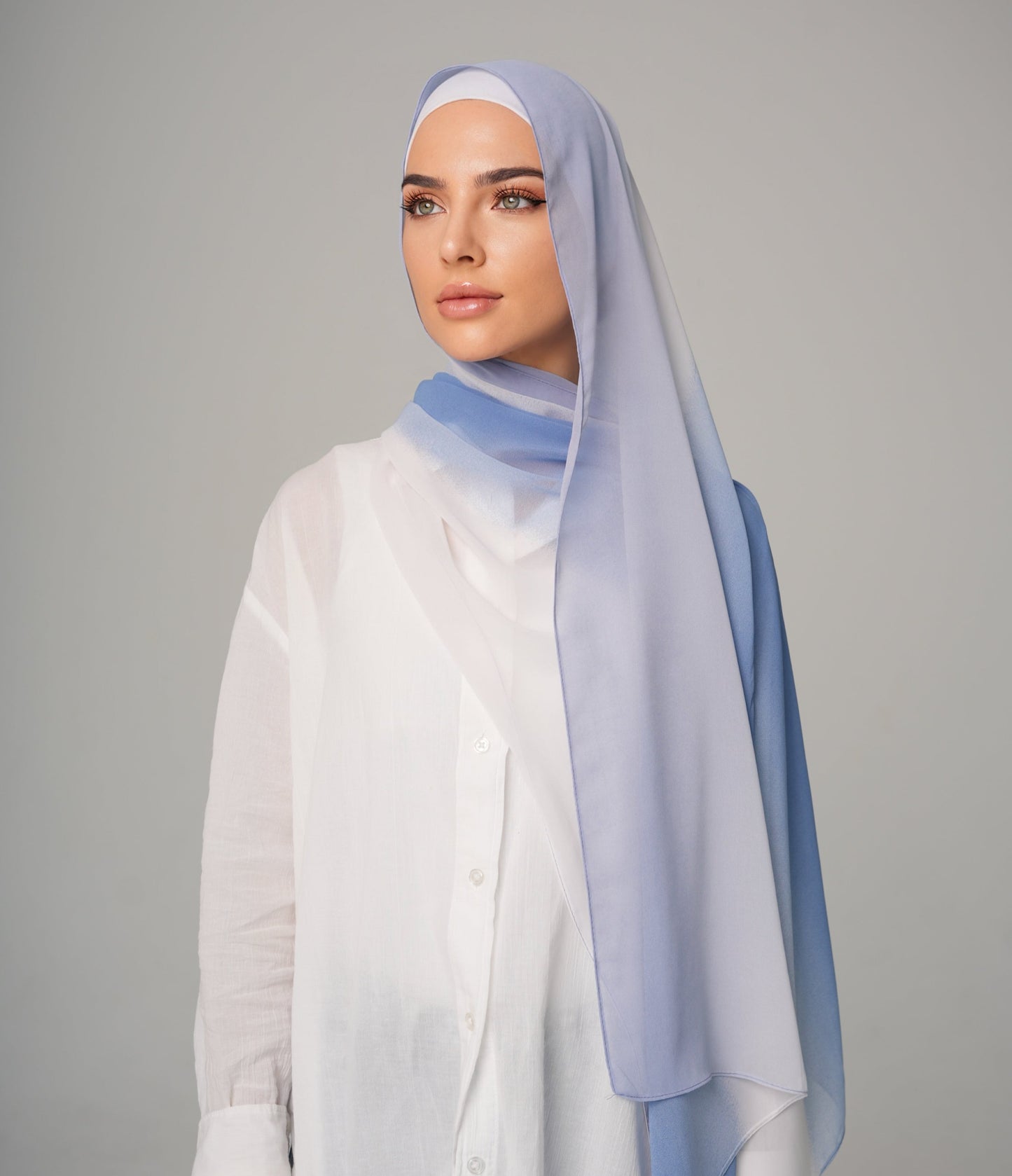DOUBLE SHADE CHIFFON HIJAB - BABY BLUE