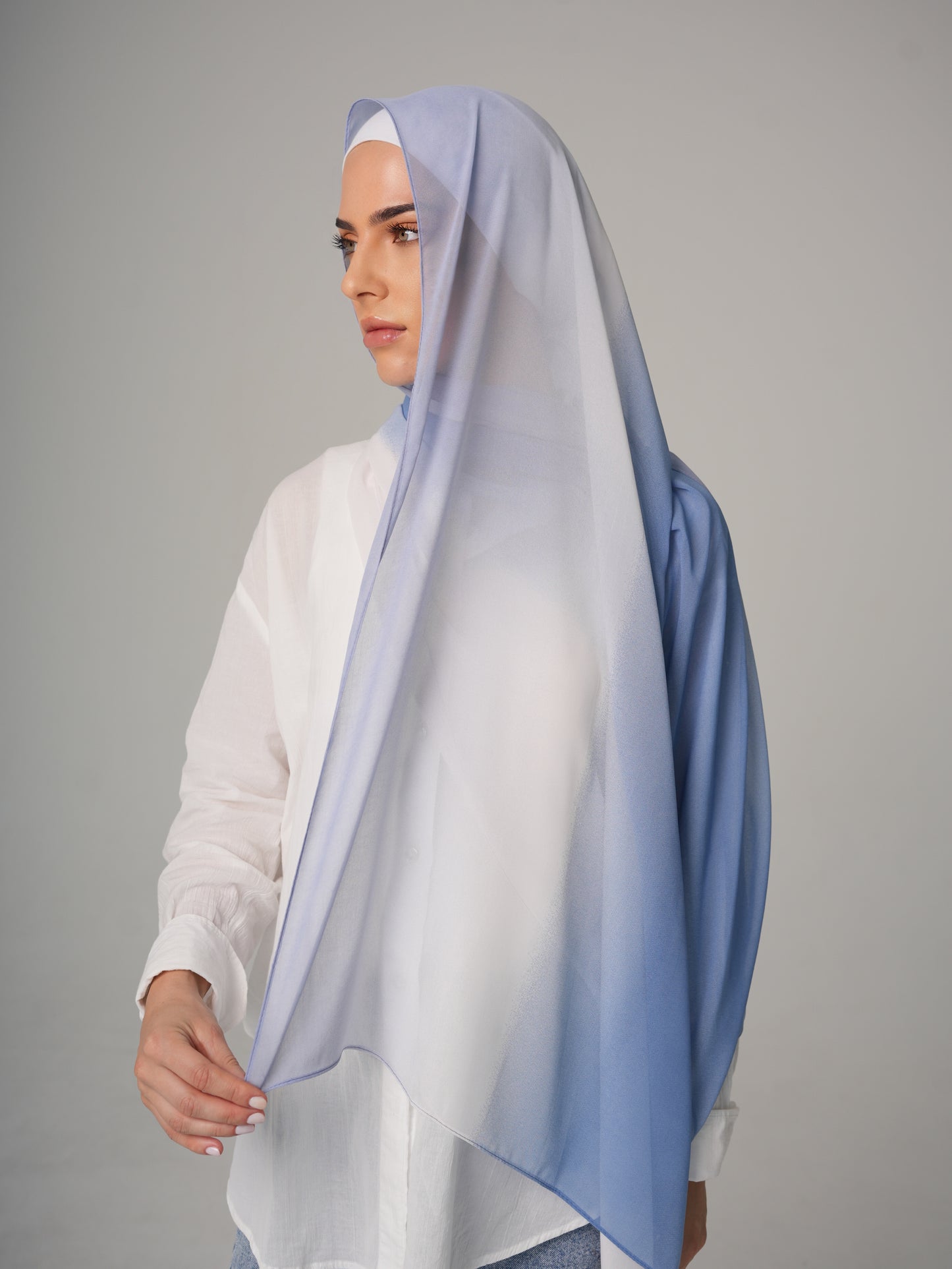 DOUBLE SHADE CHIFFON HIJAB - BABY BLUE