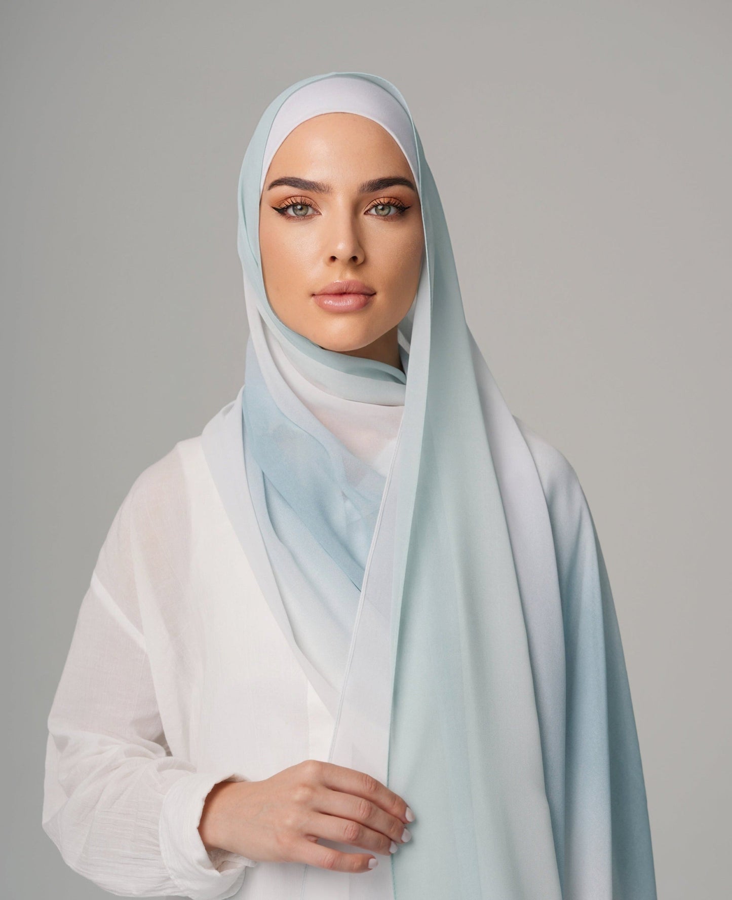DOUBLE SHADE CHIFFON HIJAB - PALE MINT