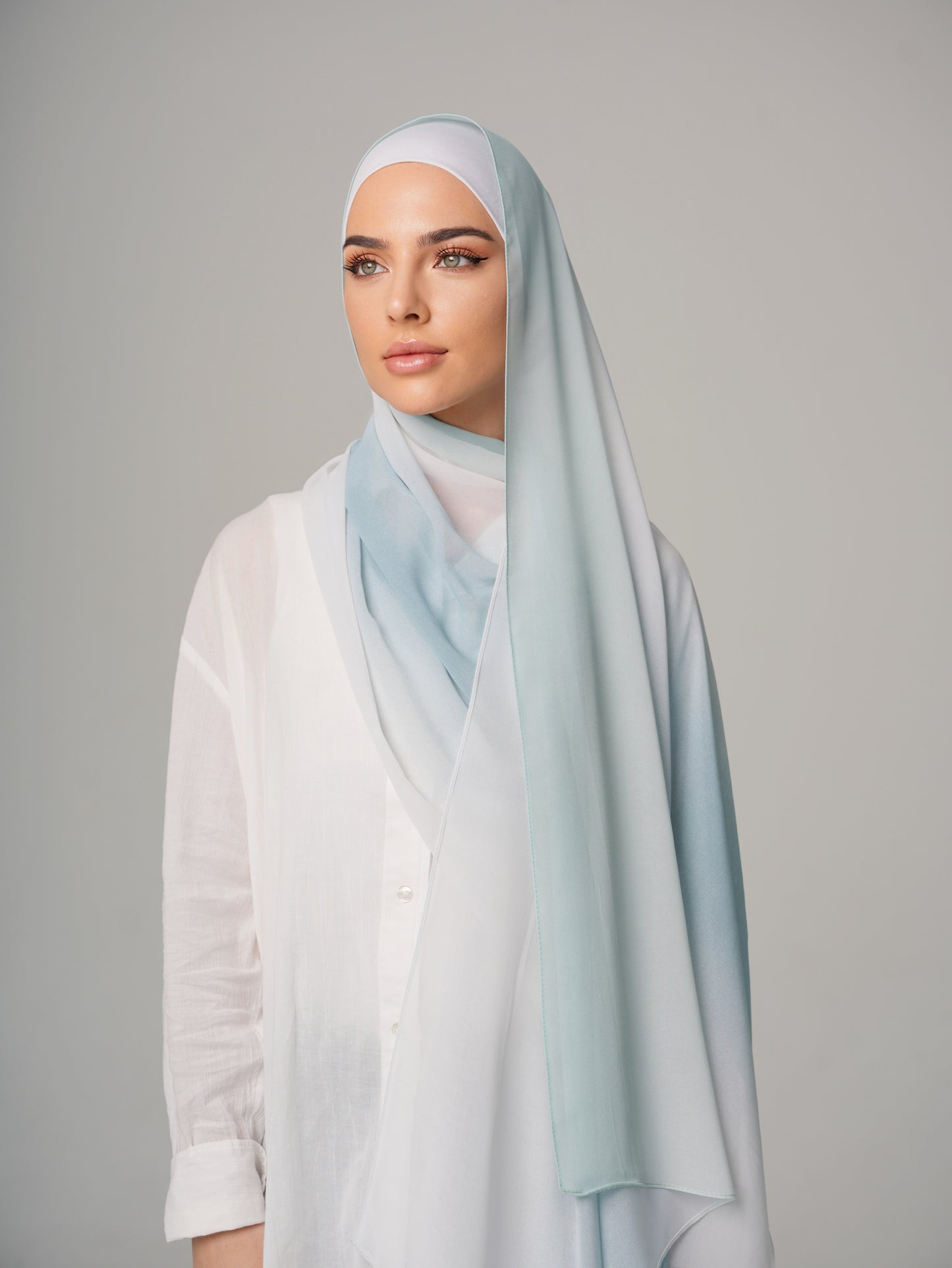 DOUBLE SHADE CHIFFON HIJAB - PALE MINT