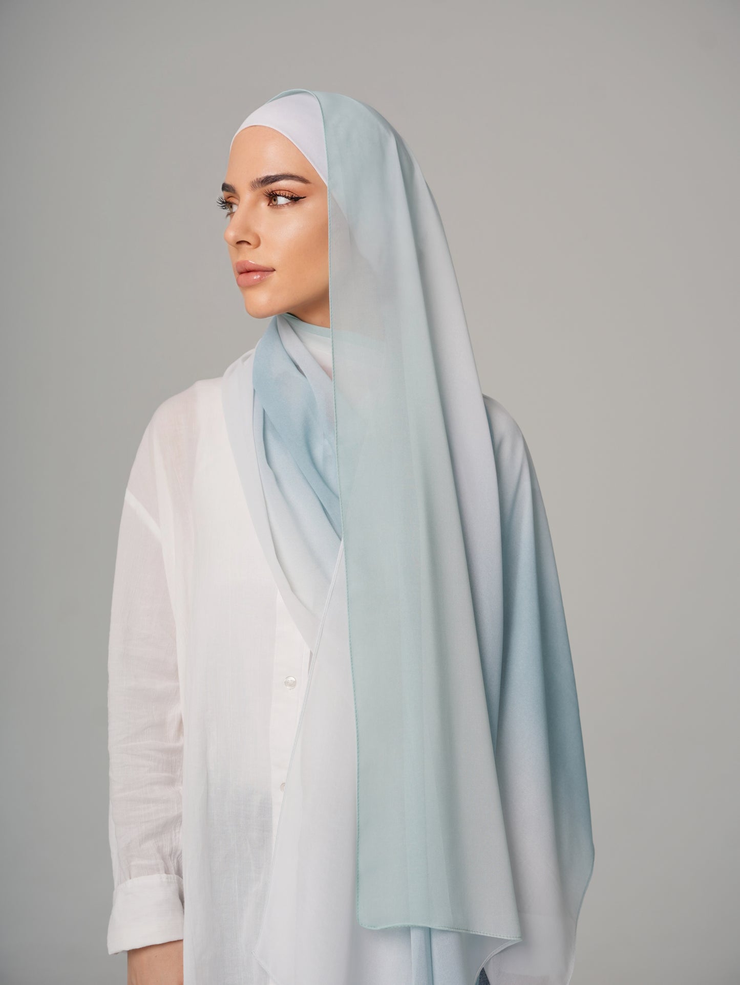 DOUBLE SHADE CHIFFON HIJAB - PALE MINT