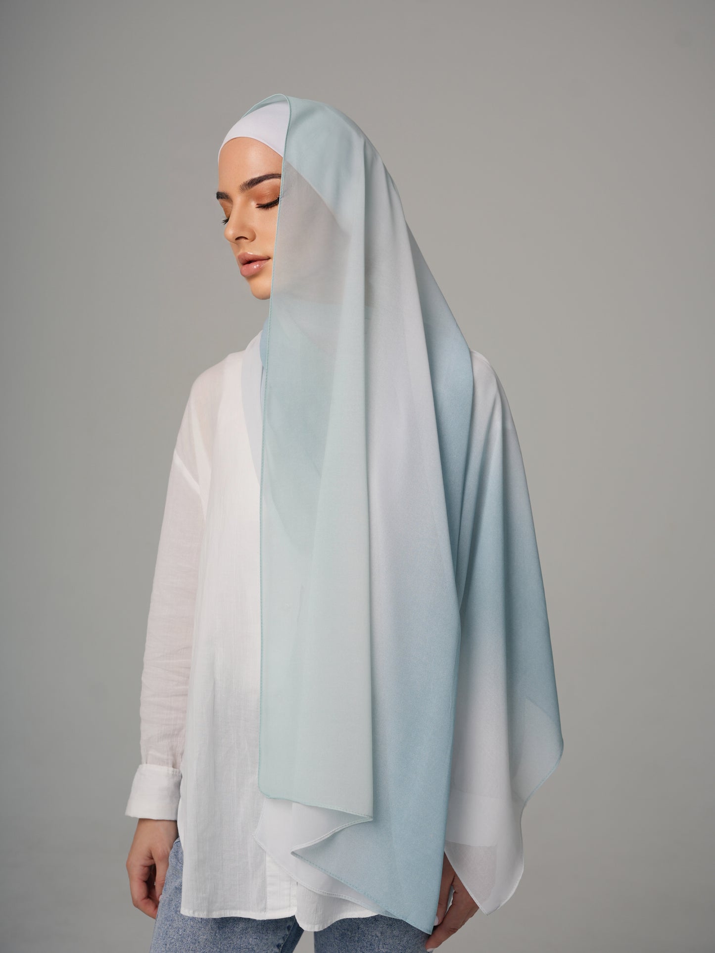 DOUBLE SHADE CHIFFON HIJAB - PALE MINT