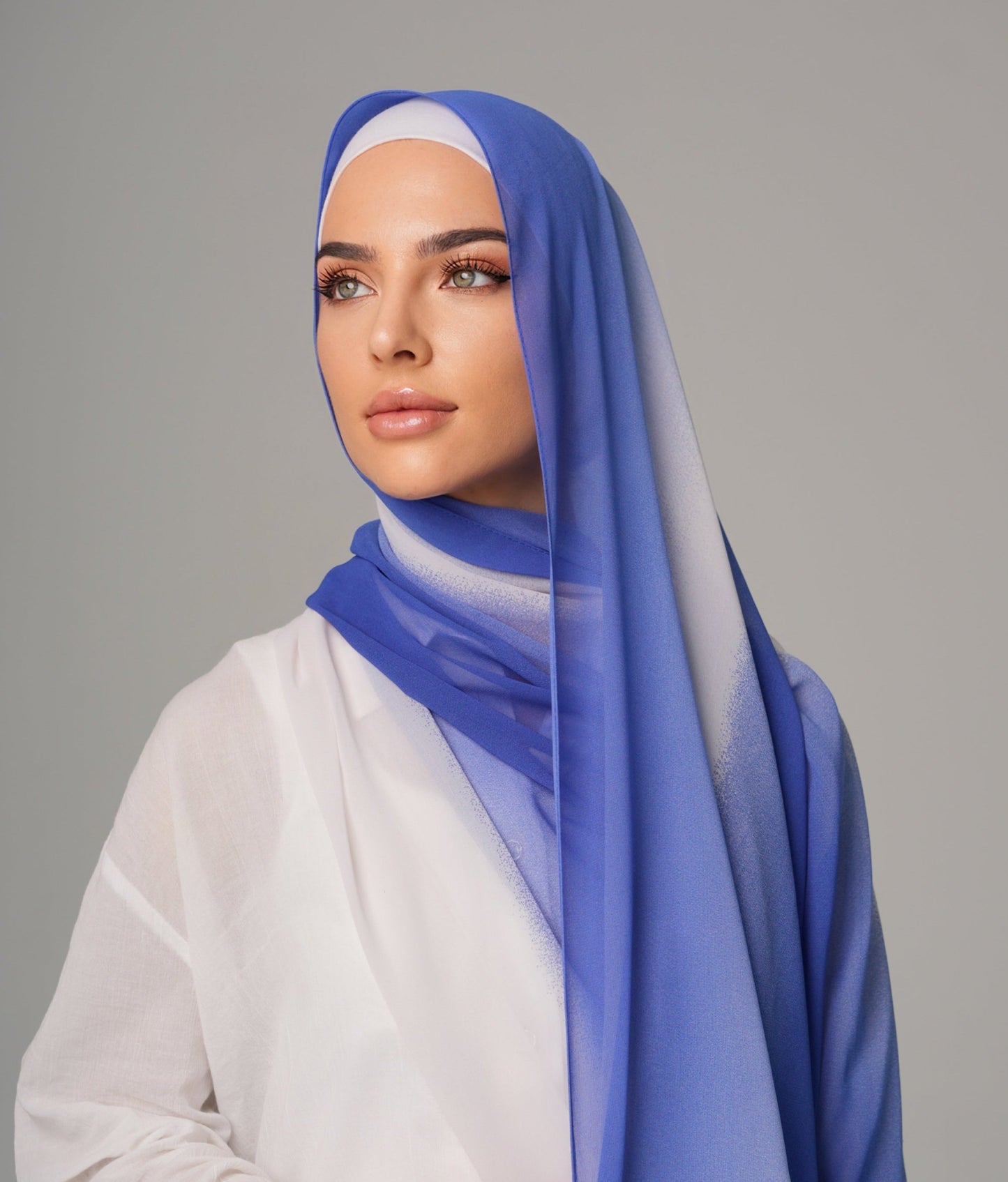 DOUBLE SHADE CHIFFON HIJAB - SAPPHIRE BLUE