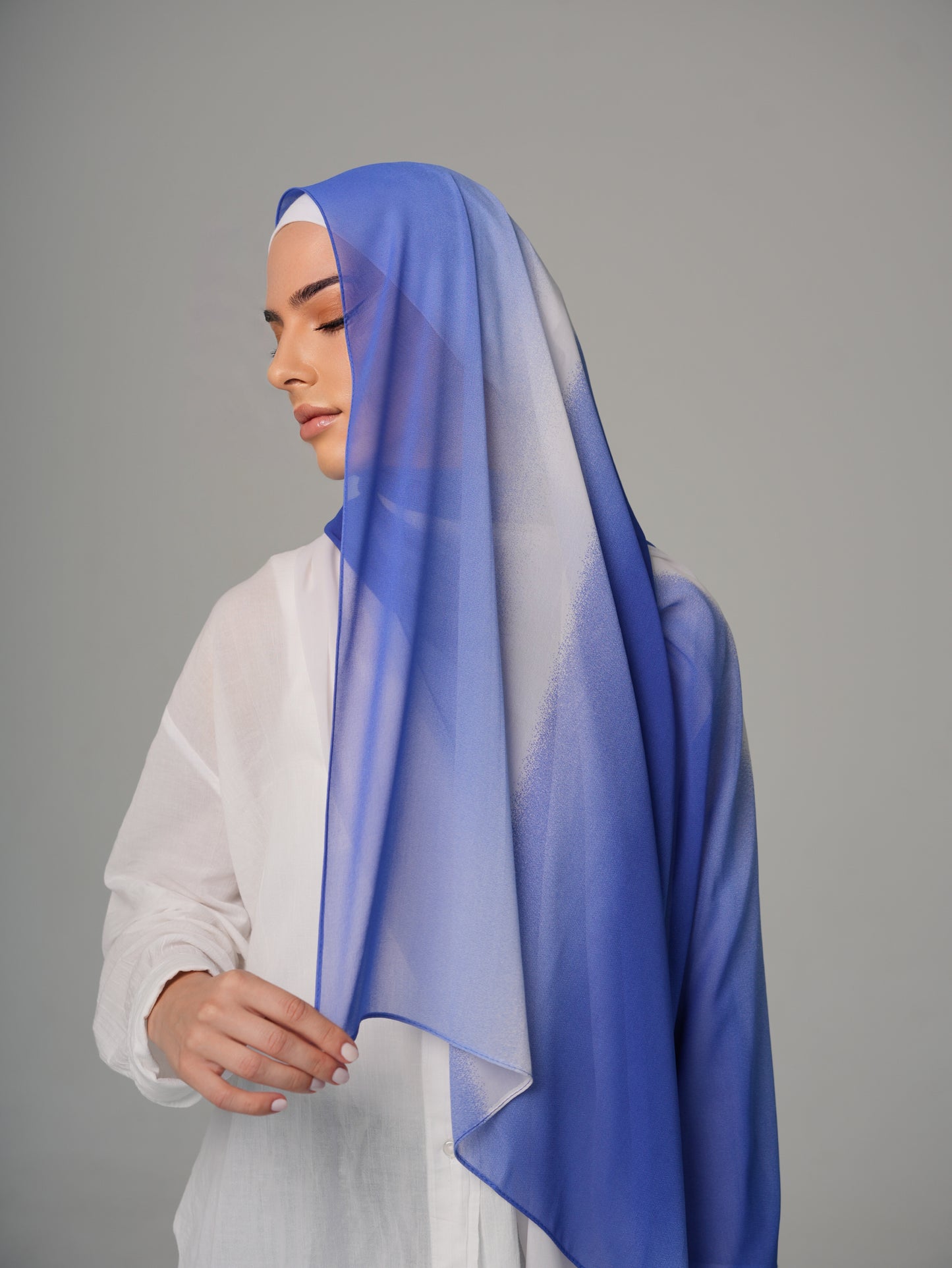 DOUBLE SHADE CHIFFON HIJAB - SAPPHIRE BLUE
