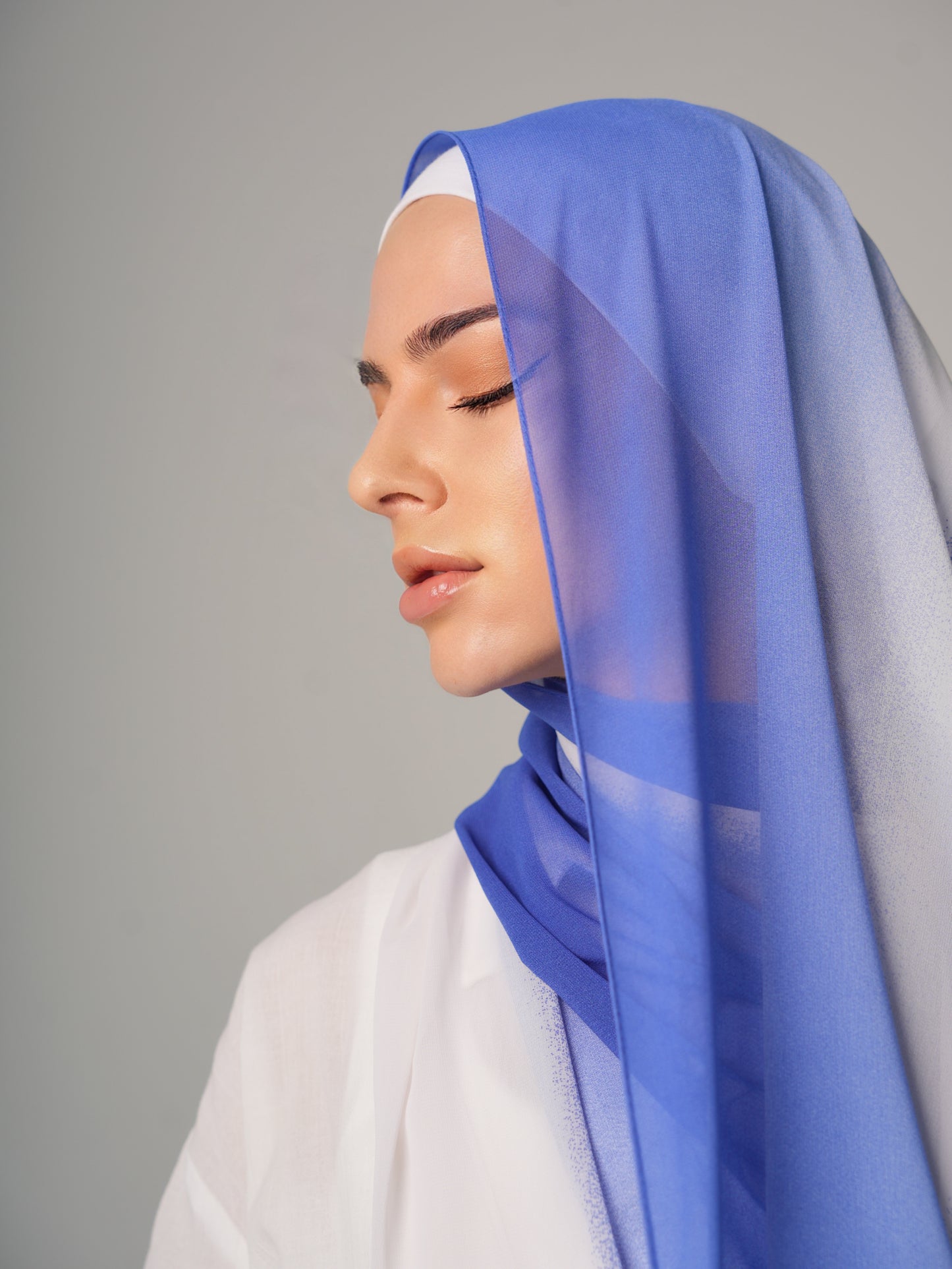 DOUBLE SHADE CHIFFON HIJAB - SAPPHIRE BLUE