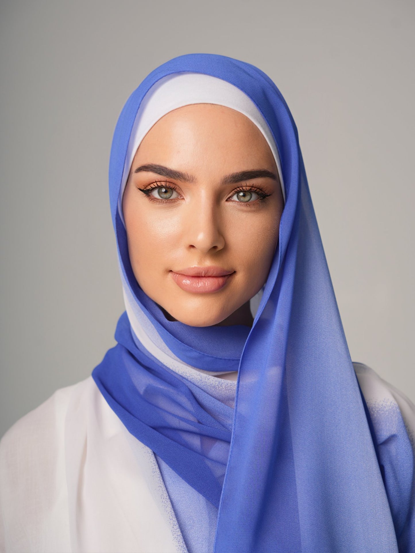 DOUBLE SHADE CHIFFON HIJAB - SAPPHIRE BLUE