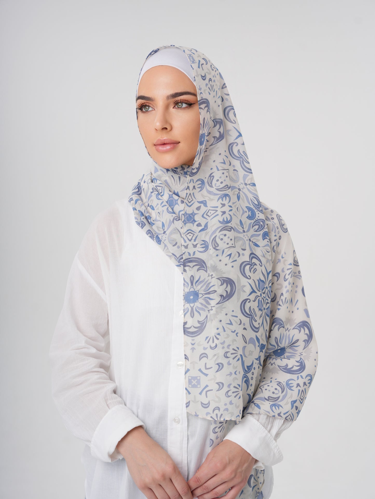 PRINTED CHIFFON HIJAB - BLUE MOON