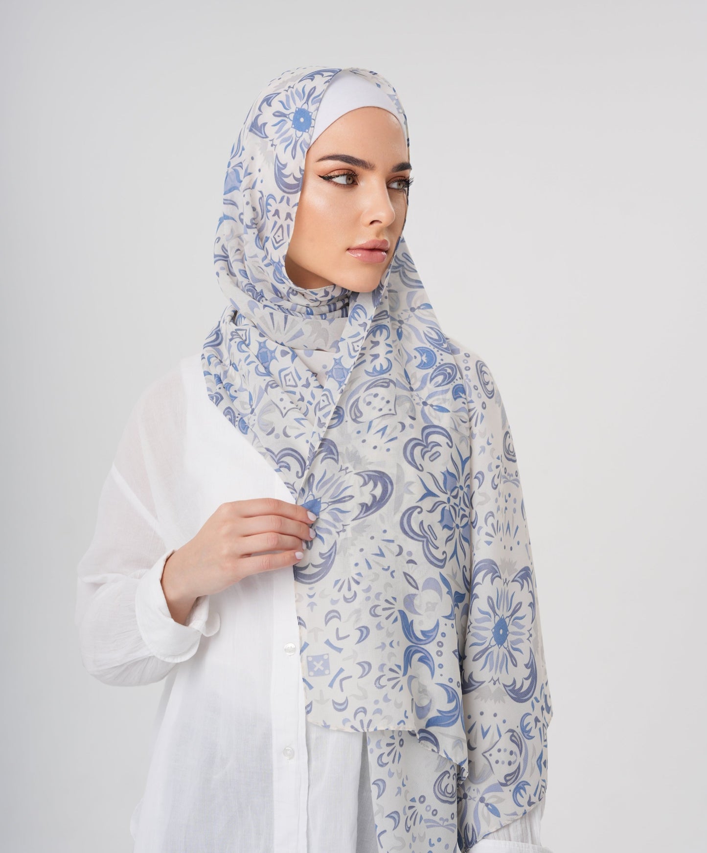 PRINTED CHIFFON HIJAB - BLUE MOON