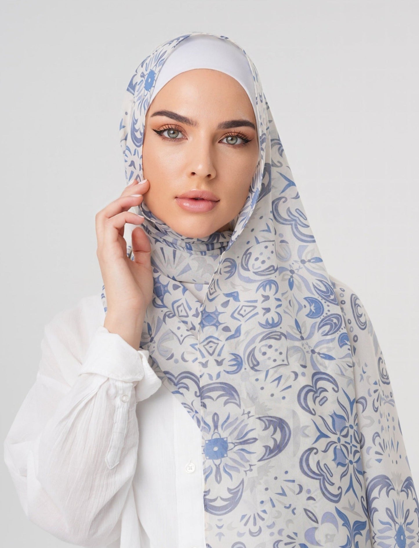 PRINTED CHIFFON HIJAB - BLUE MOON