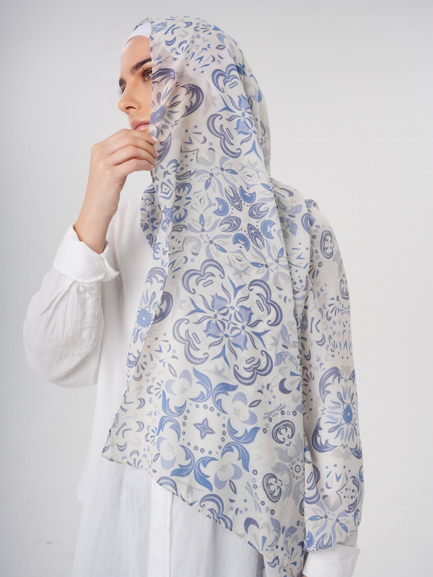 PRINTED CHIFFON HIJAB - BLUE MOON