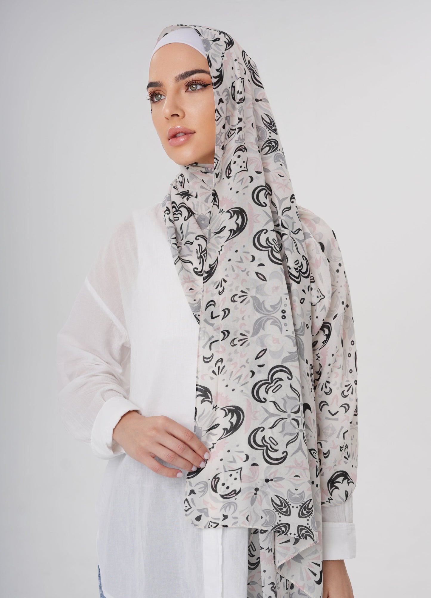 PRINTED CHIFFON HIJAB - ONYX
