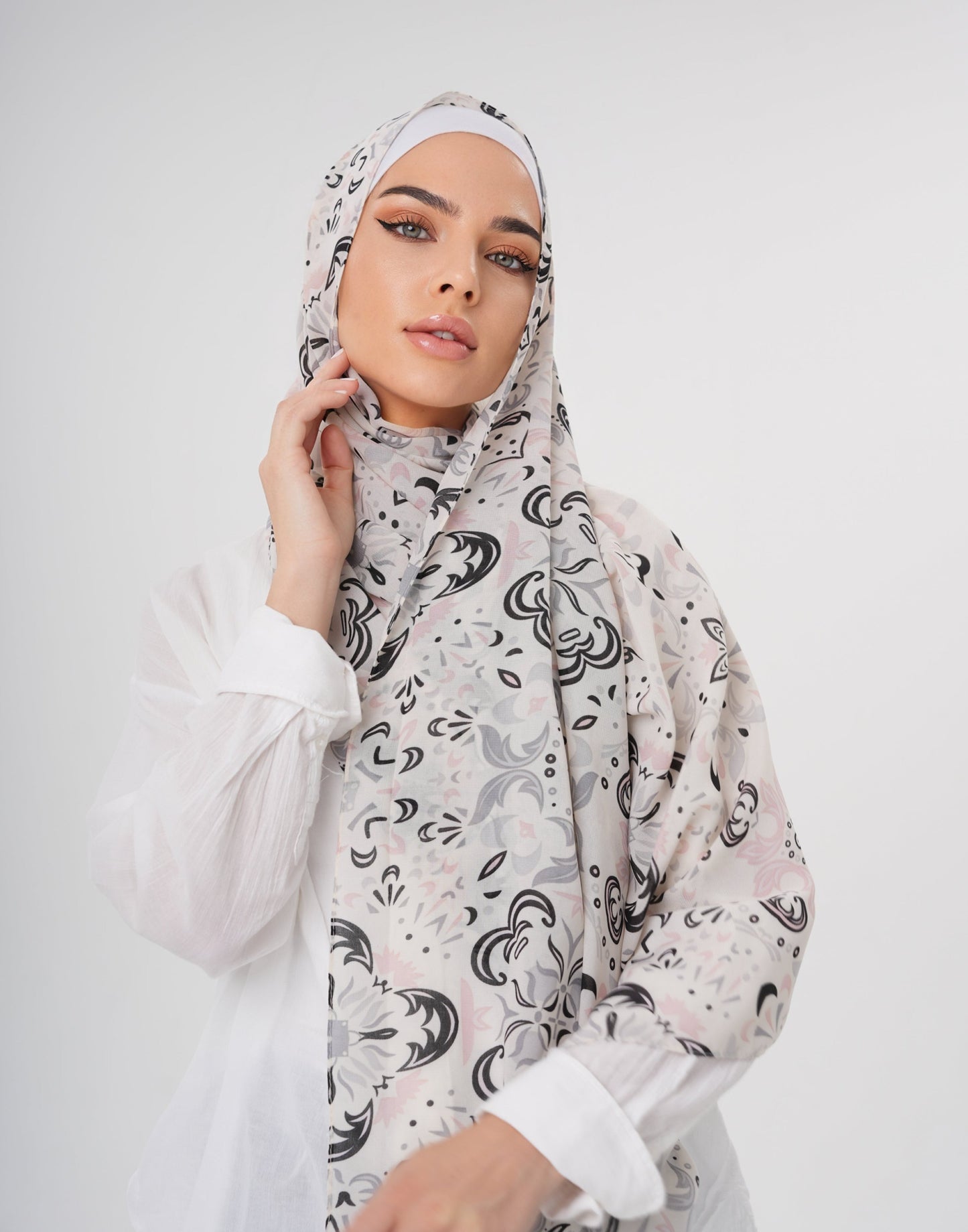 PRINTED CHIFFON HIJAB - ONYX