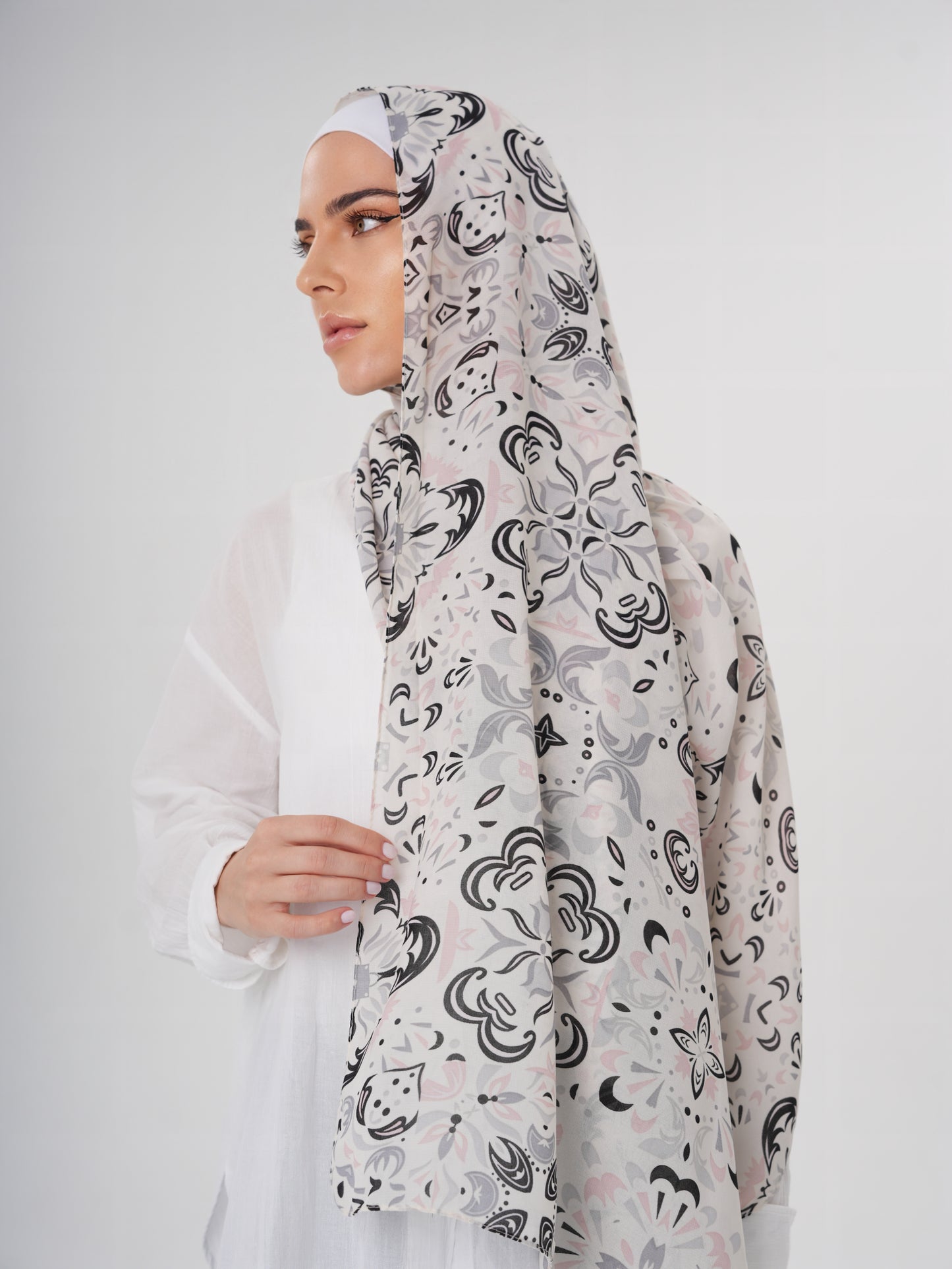 PRINTED CHIFFON HIJAB - ONYX