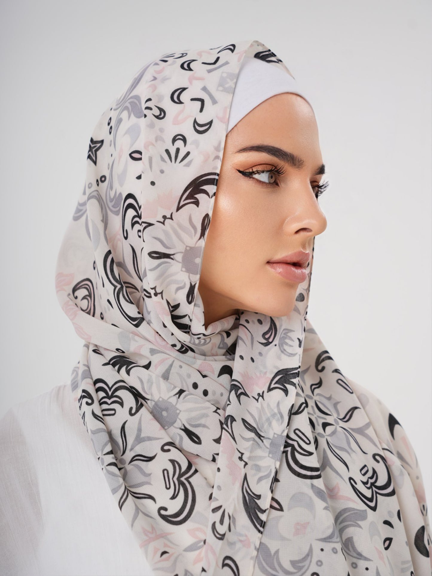 PRINTED CHIFFON HIJAB - ONYX