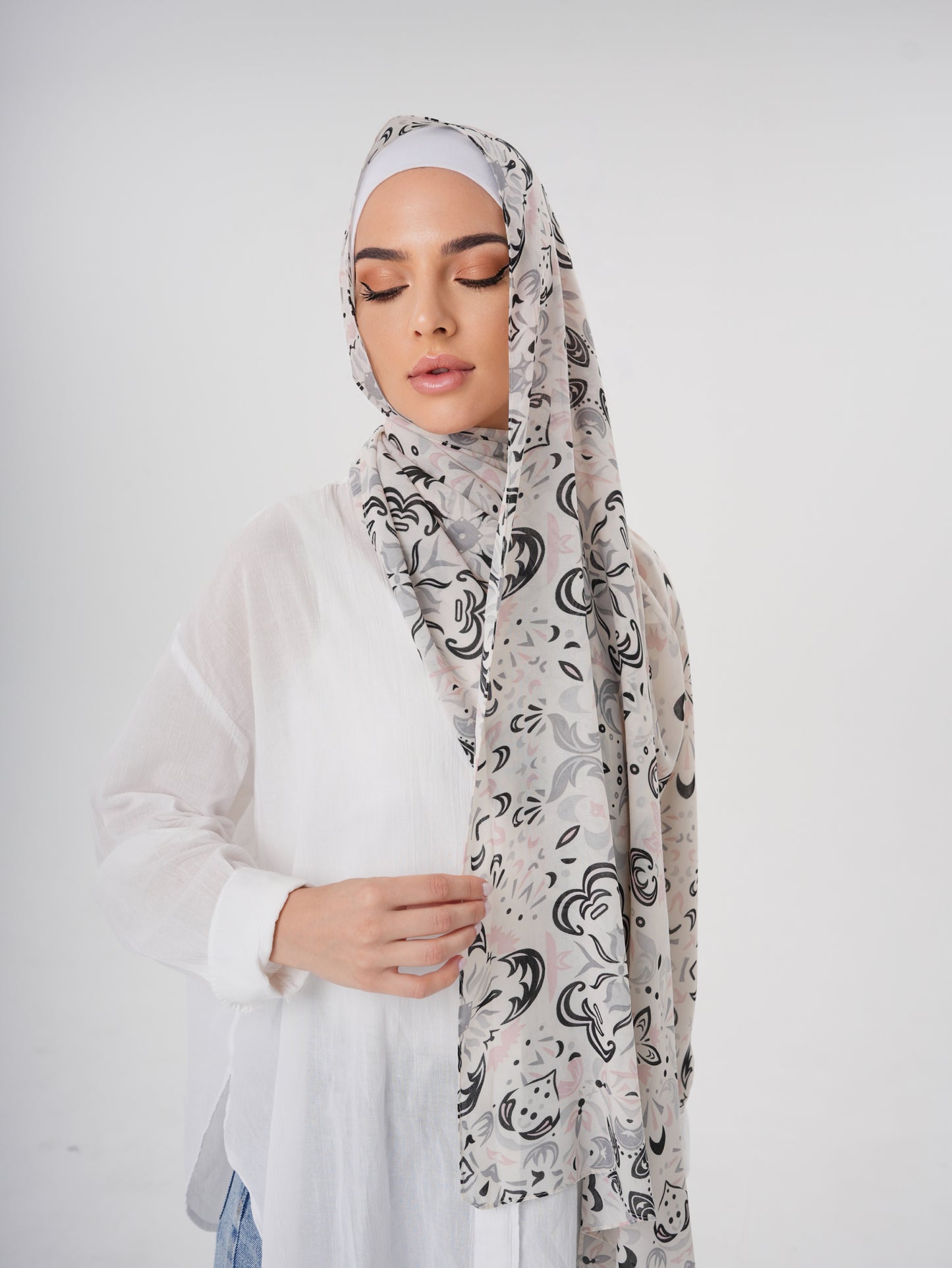PRINTED CHIFFON HIJAB - ONYX