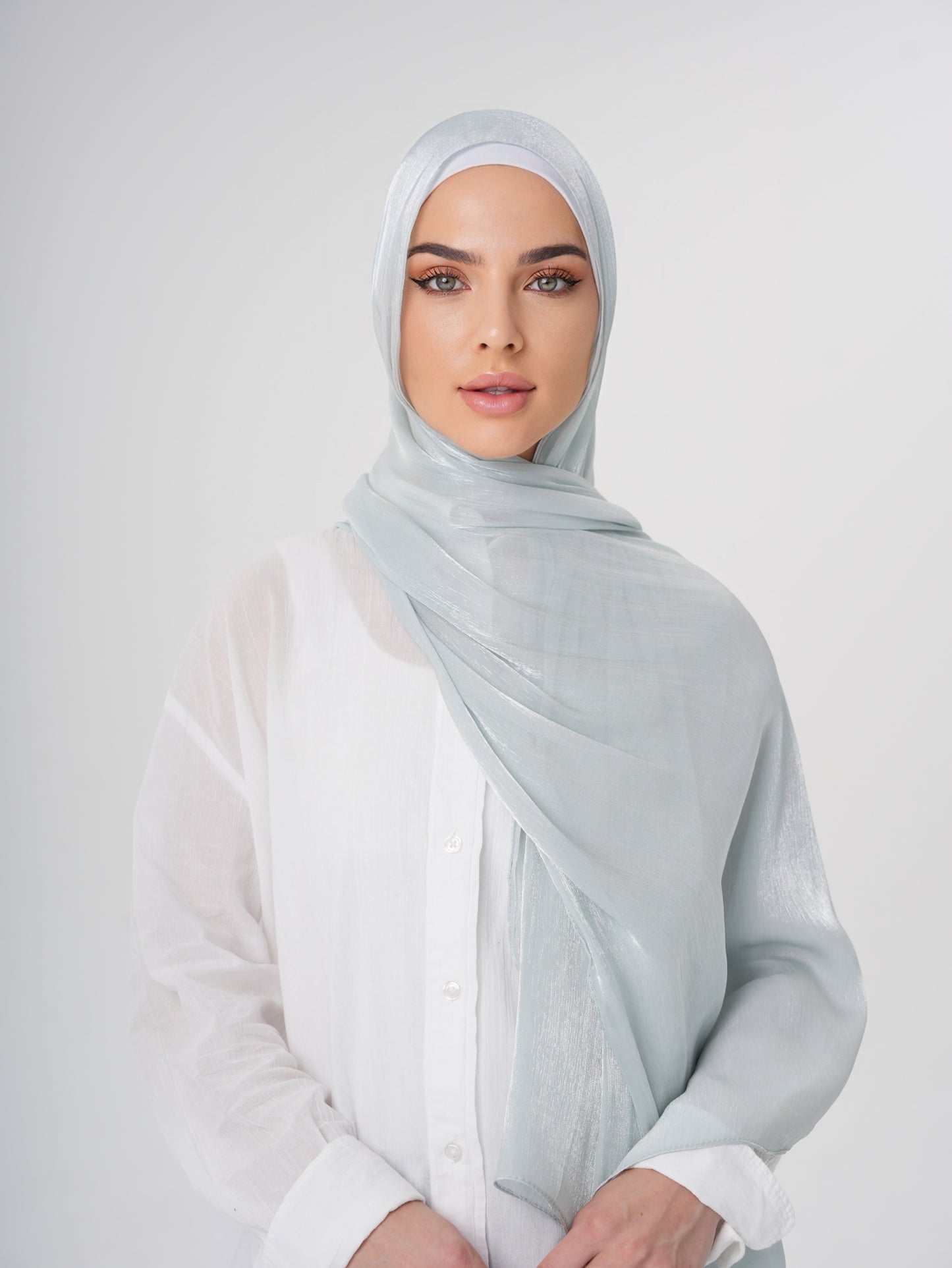 LUXURY ORGANZA SHIMMER HIJAB - LIGHT MINT