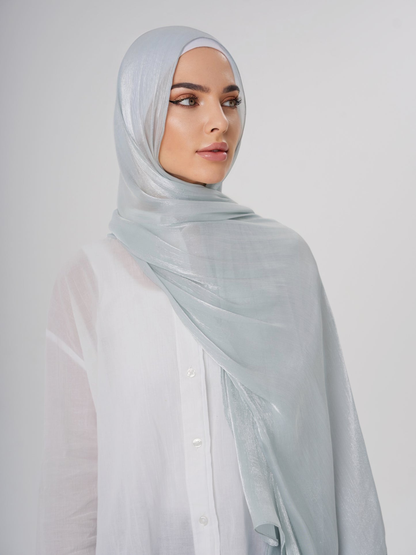 LUXURY ORGANZA SHIMMER HIJAB - LIGHT MINT
