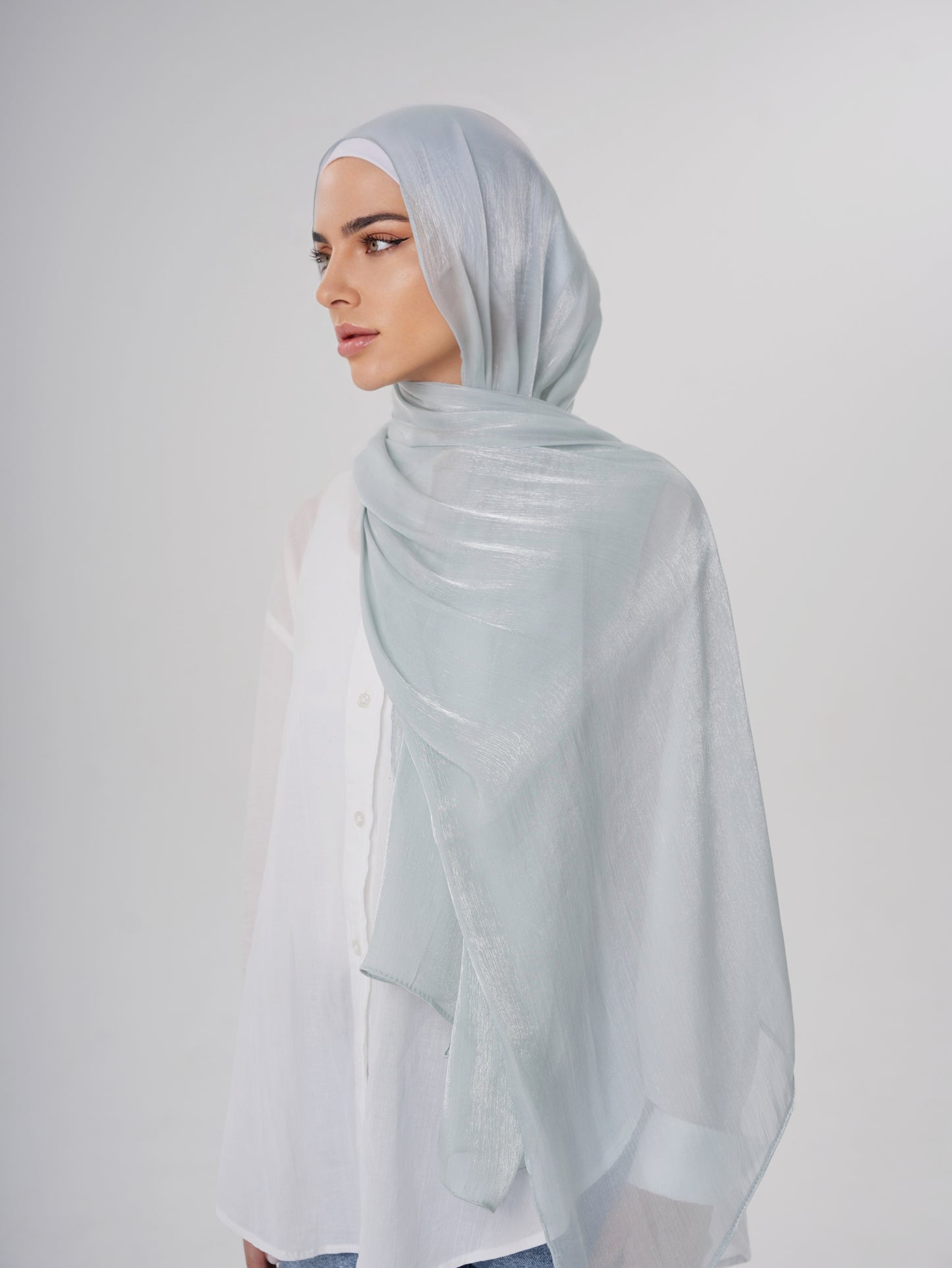 LUXURY ORGANZA SHIMMER HIJAB - LIGHT MINT